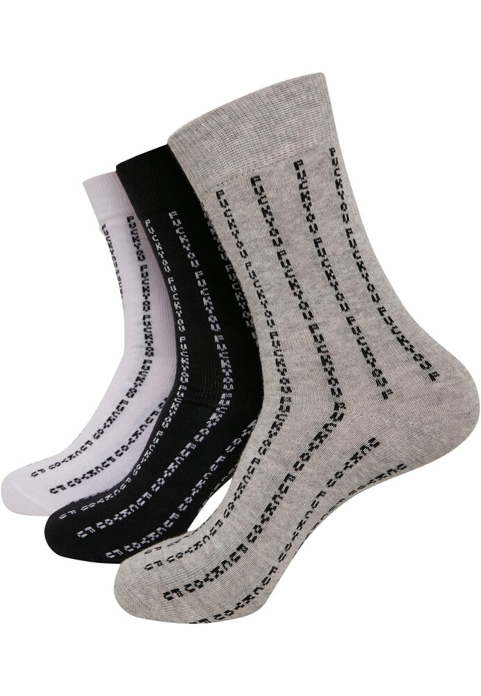 Mister Tee Socken 'Fuck You' Damen Größe 35/38 greige / schwarz / weiß