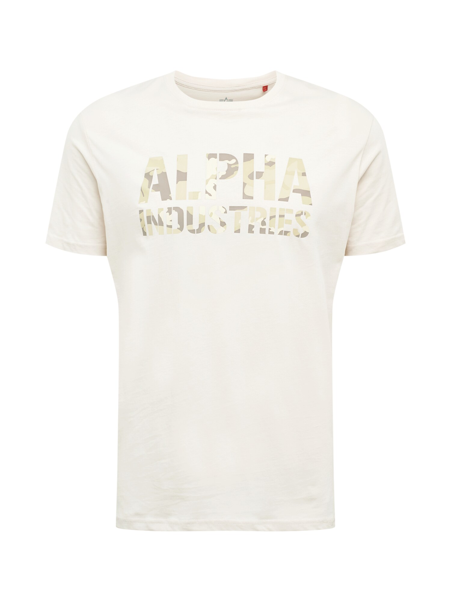 ALPHA INDUSTRIES Marškinėliai 'Camo'  kremo / tamsi smėlio