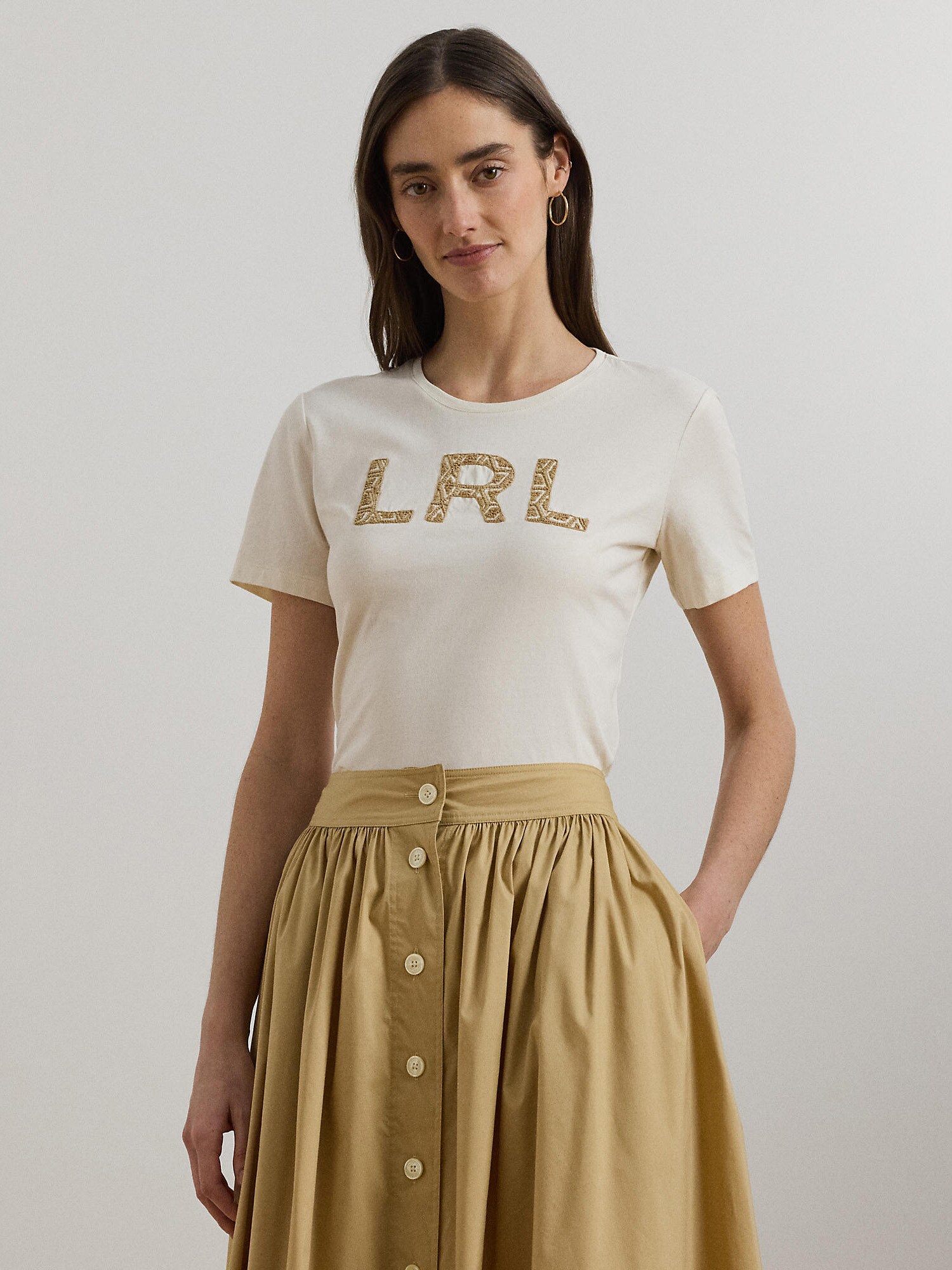 Lauren Ralph Lauren Póló  krém / sötét bézs termék 2. képe