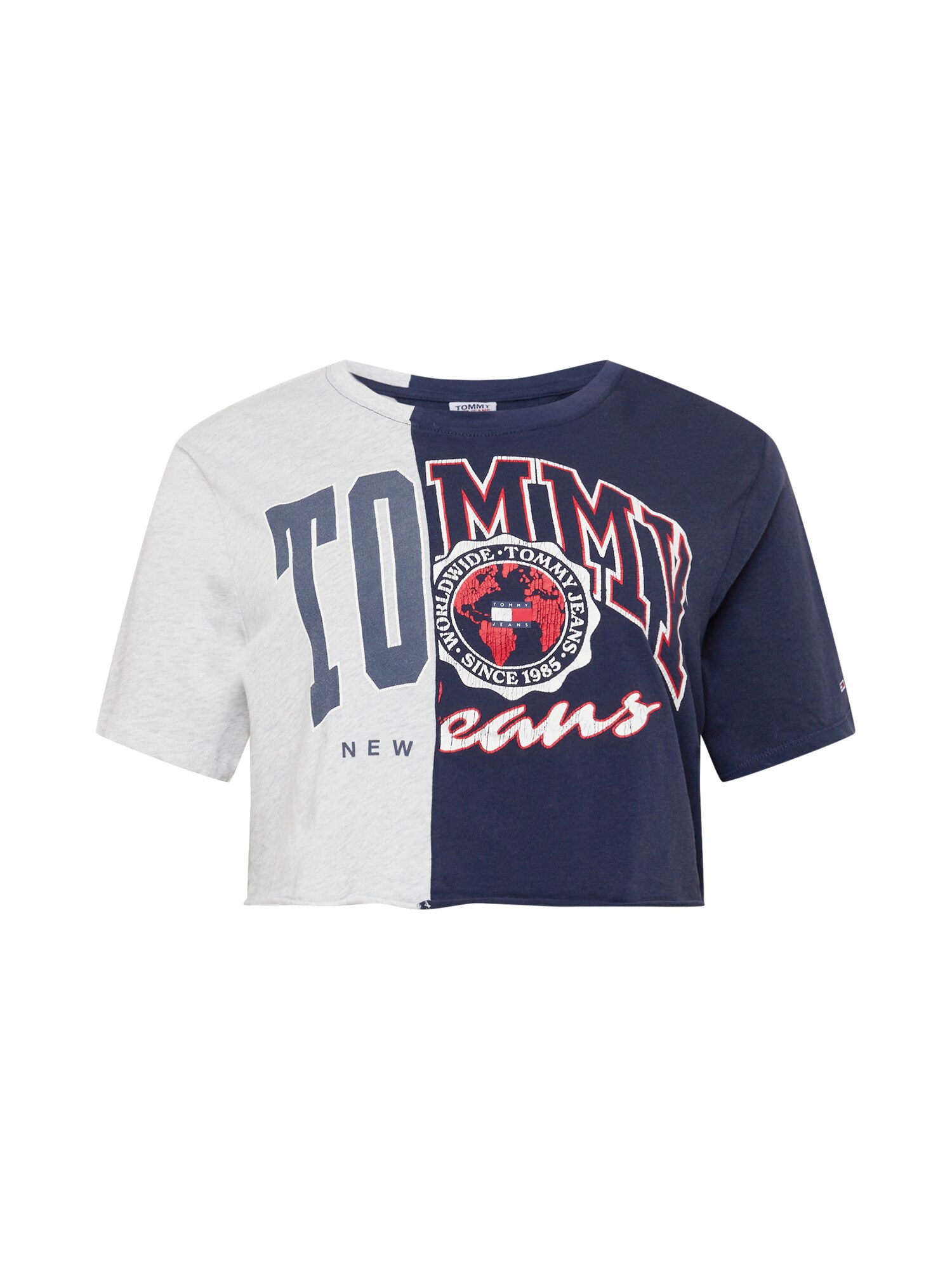Tommy Jeans Curve Marškinėliai tamsiai mėlyna / margai pilka / balta / raudona
