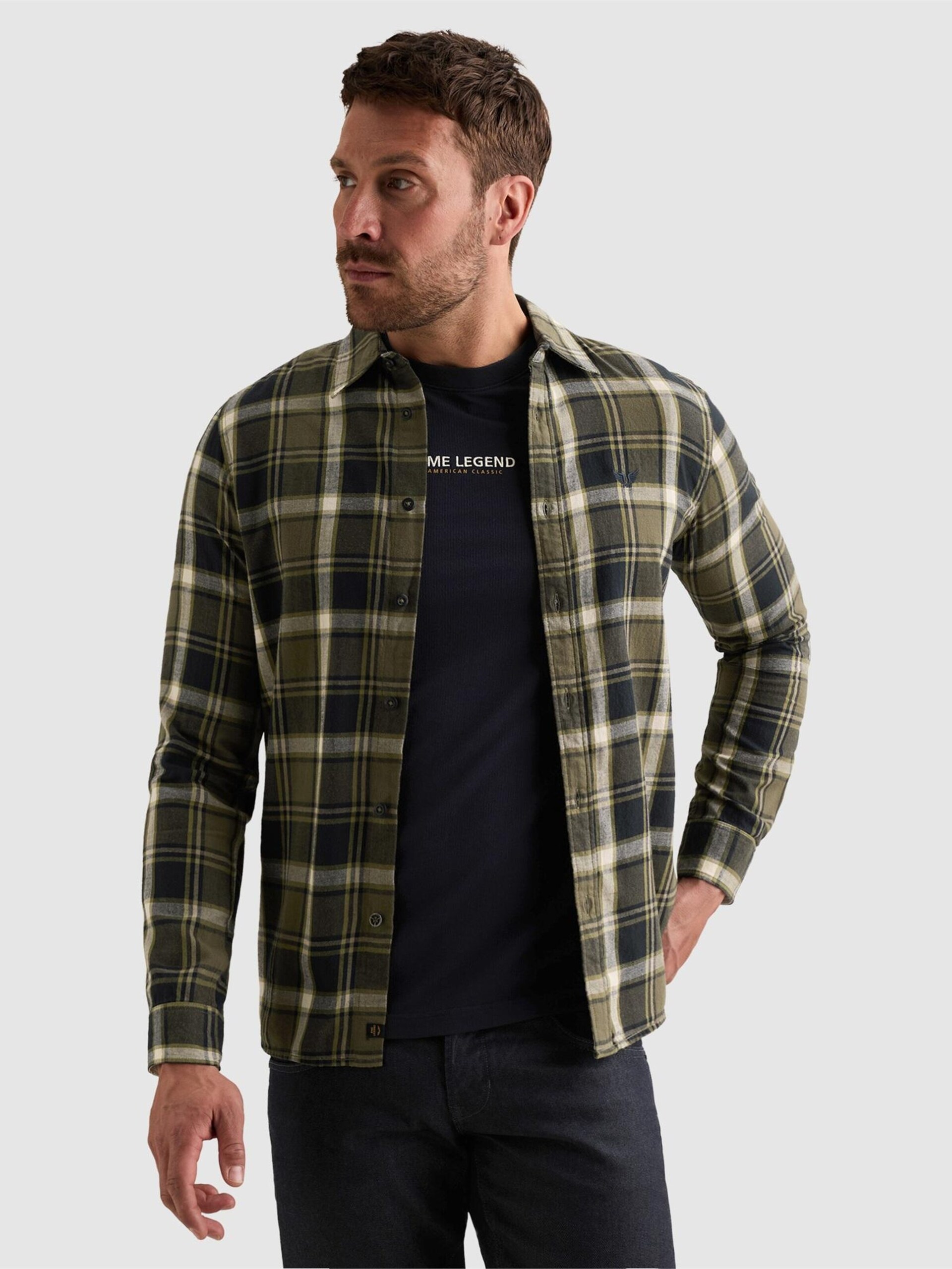 PME Legend Skjorta 'Shirt with lumberjack check pattern and embroidered logo' herr