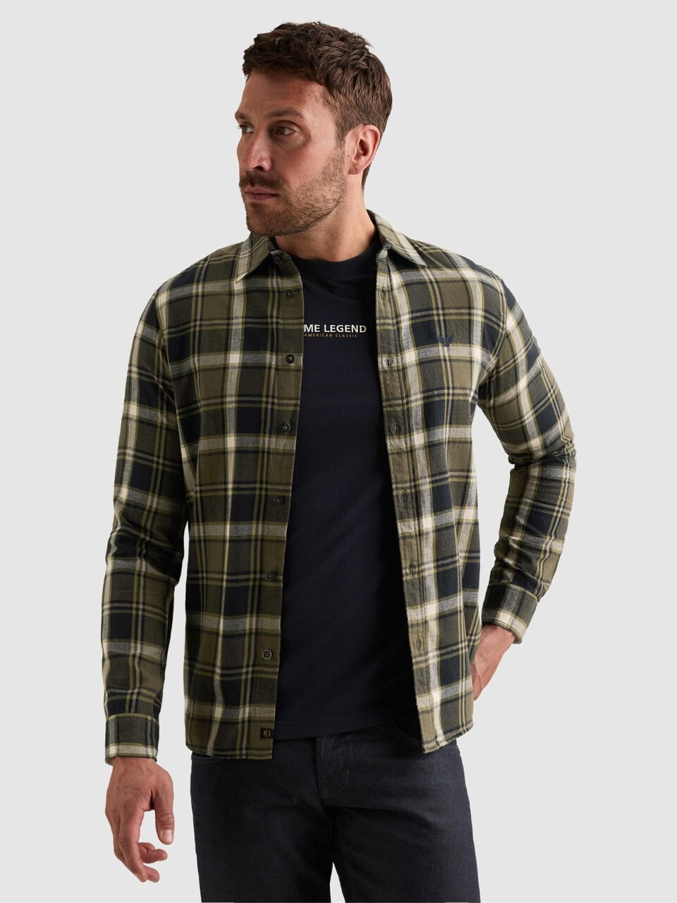 Skjorta 'Shirt with lumberjack check pattern and embroidered logo'