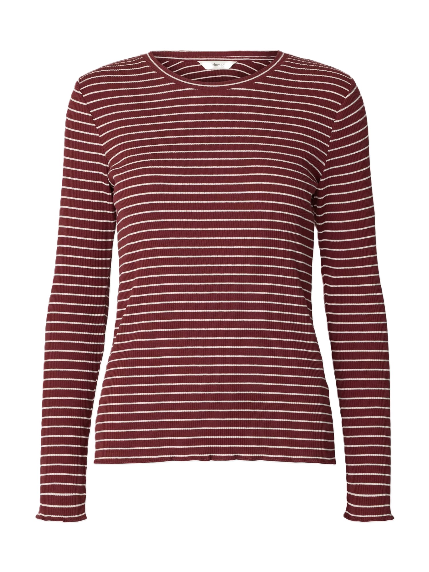 SELECTED Tricou SLFAnna roșu bordeaux / alb
