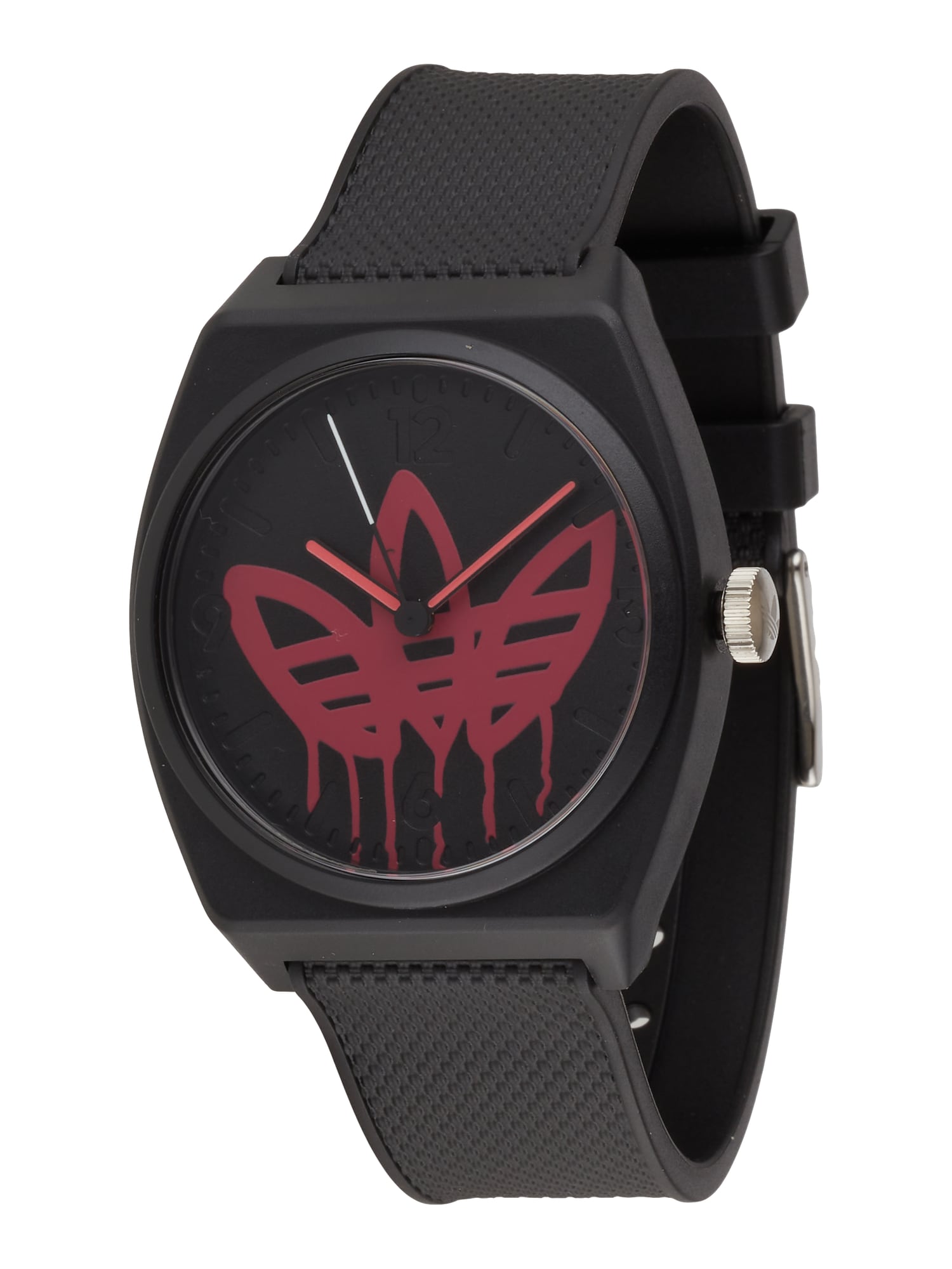 ADIDAS ORIGINALS Analoginis (įprasto dizaino) laikrodis juoda / tamsiai rožinė