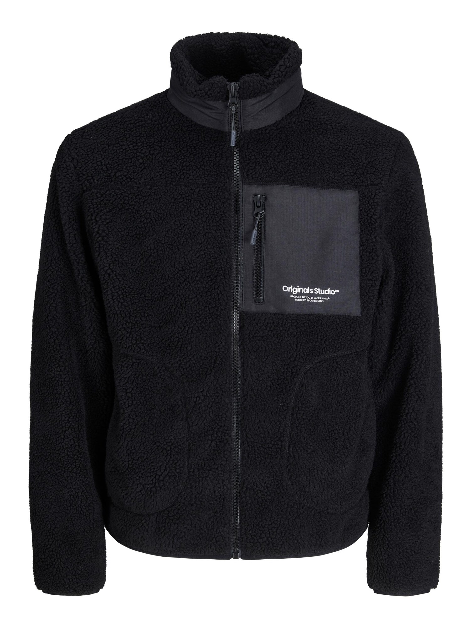 JACK & JONES Flisová bunda 'Vesterbro'  čierna / biela