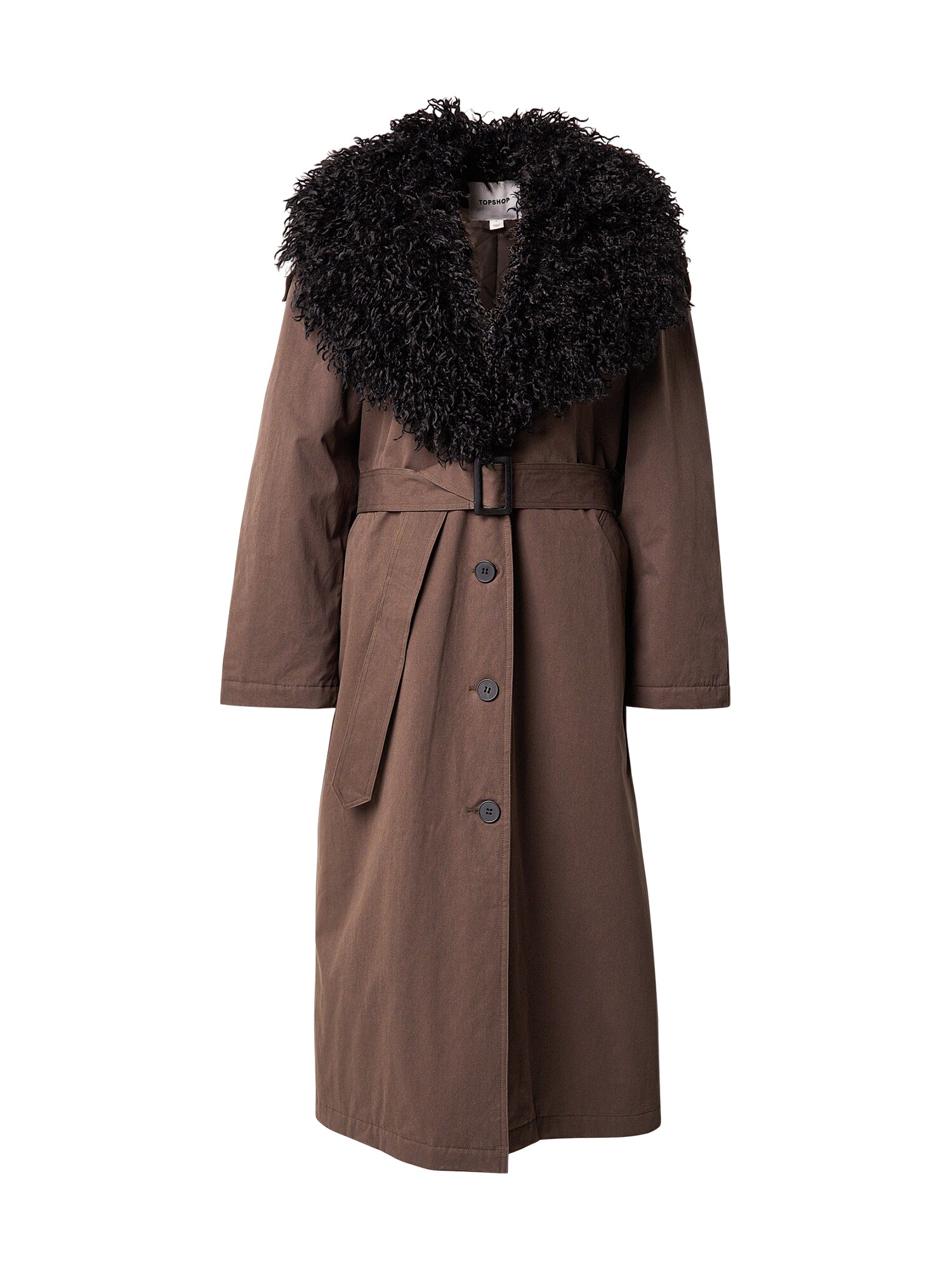 TOPSHOP Palton de primăvară-toamnă TSANA  ciocolatiu / negru