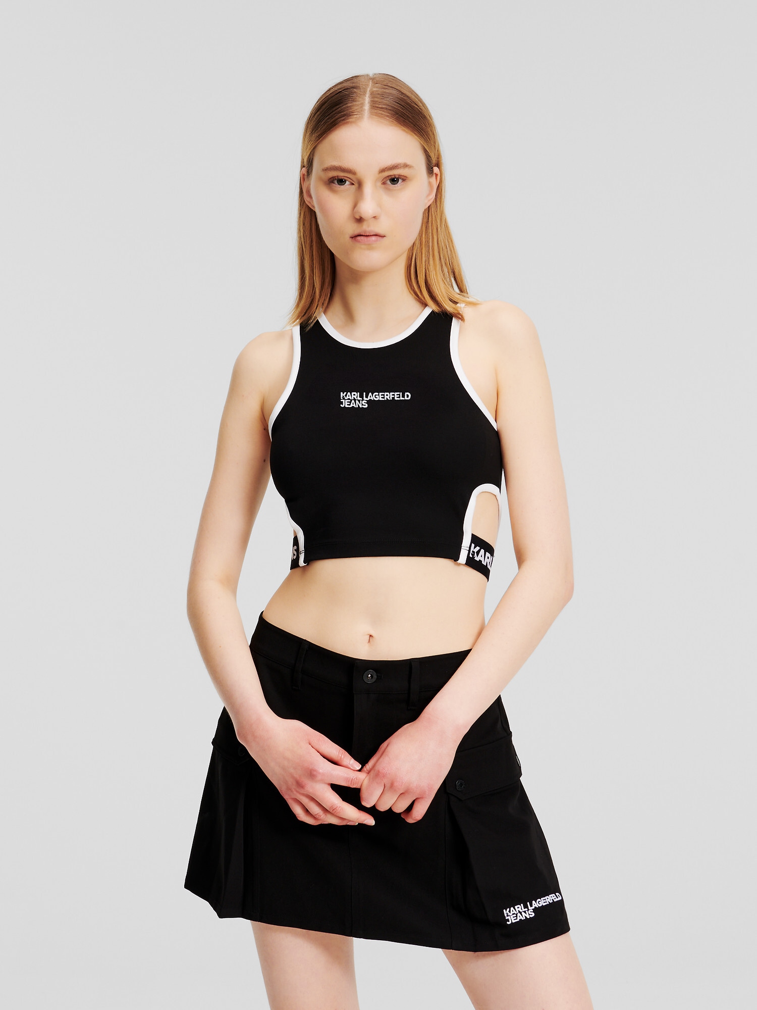 KARL LAGERFELD JEANS Top  fekete / fehér termék 2. képe