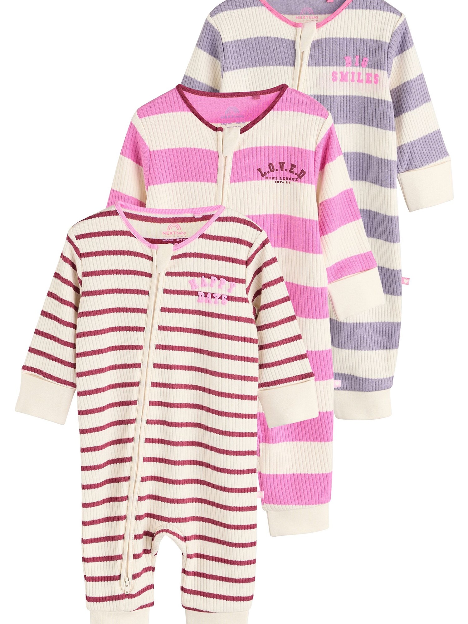Next Pijamale  albastru porumbel / roz / alb