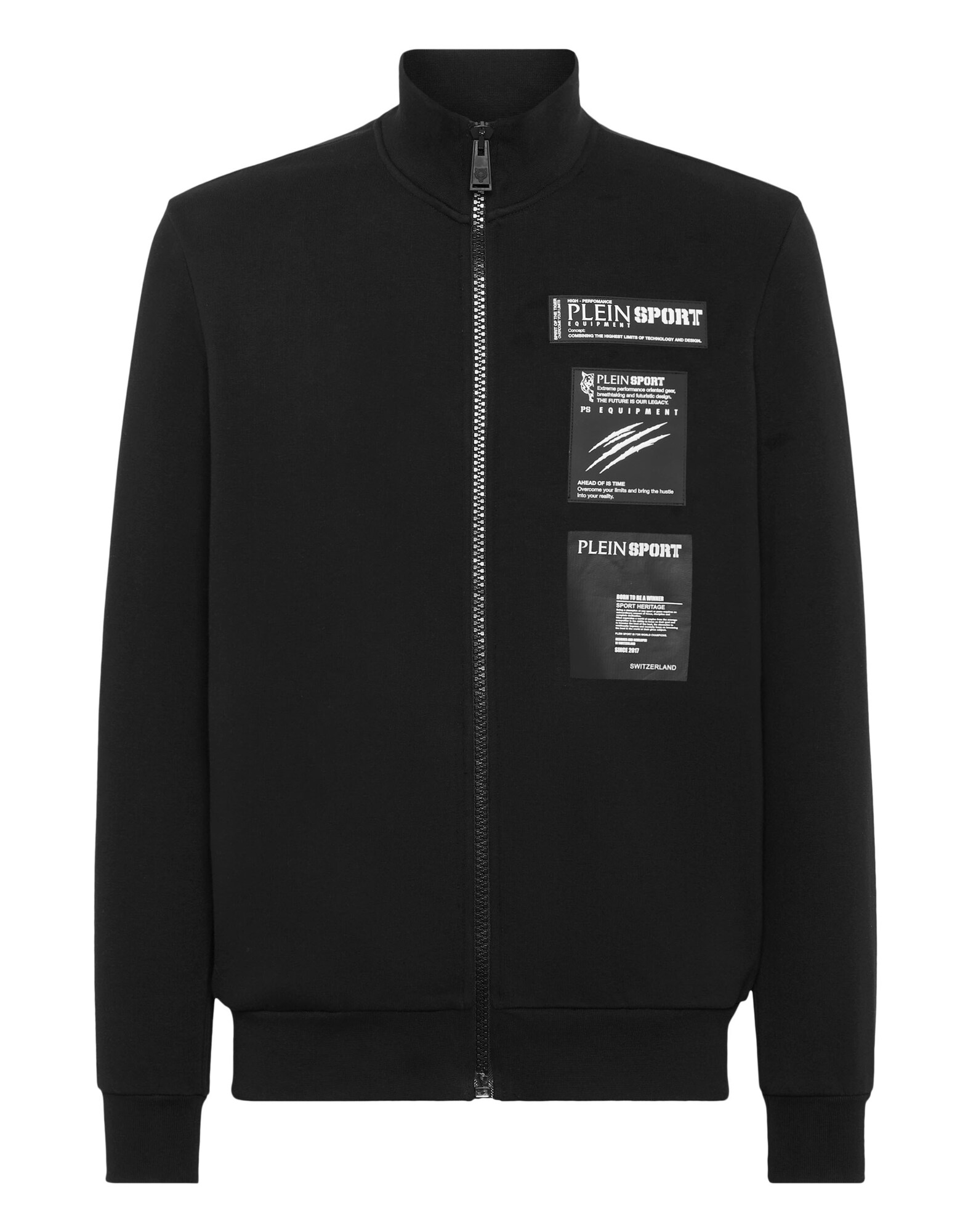 Plein Sport Sudadera con cremallera 'Scratch'  negro / blanco