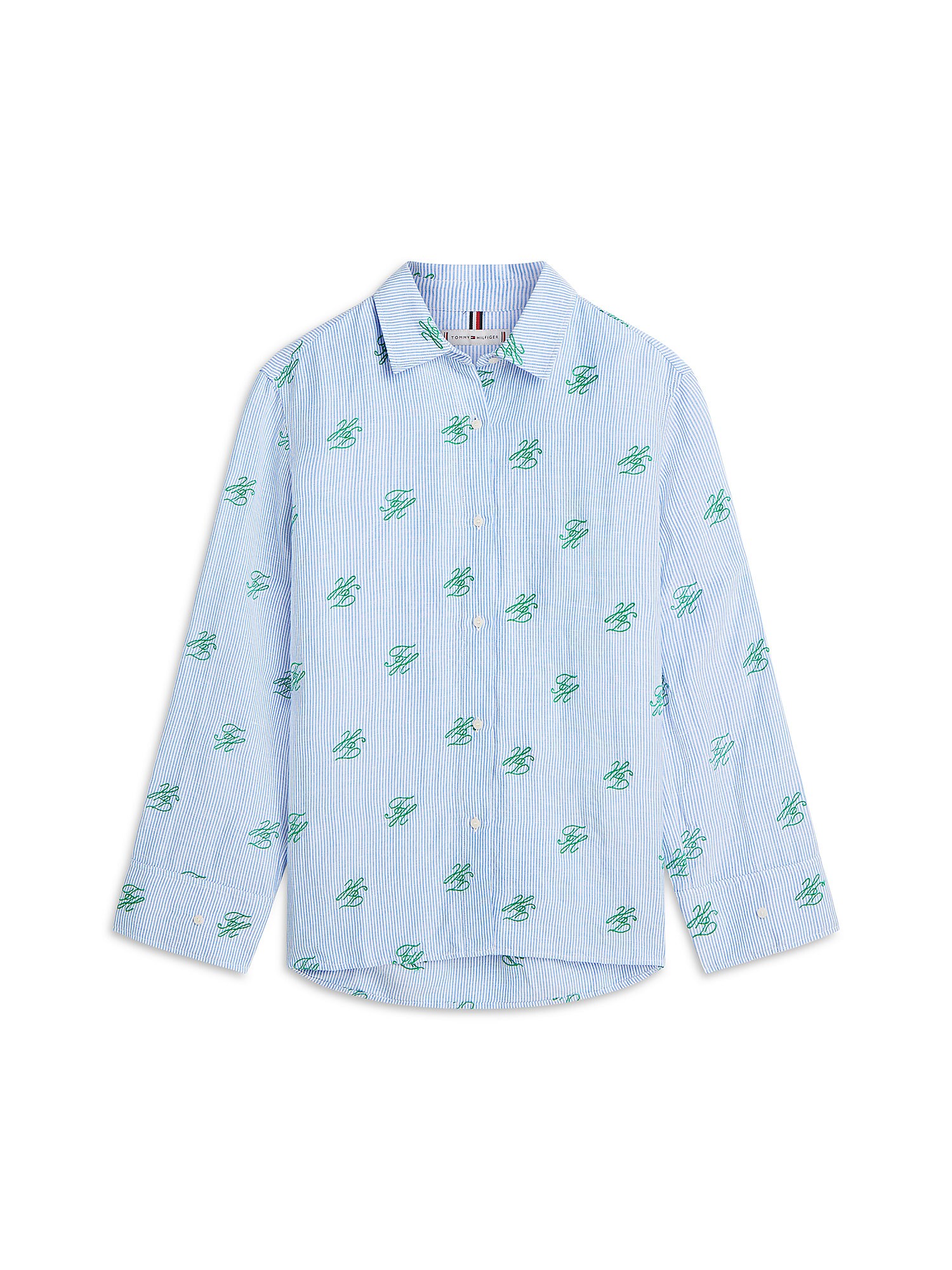 TOMMY HILFIGER Bluză  albastru deschis / verde / alb