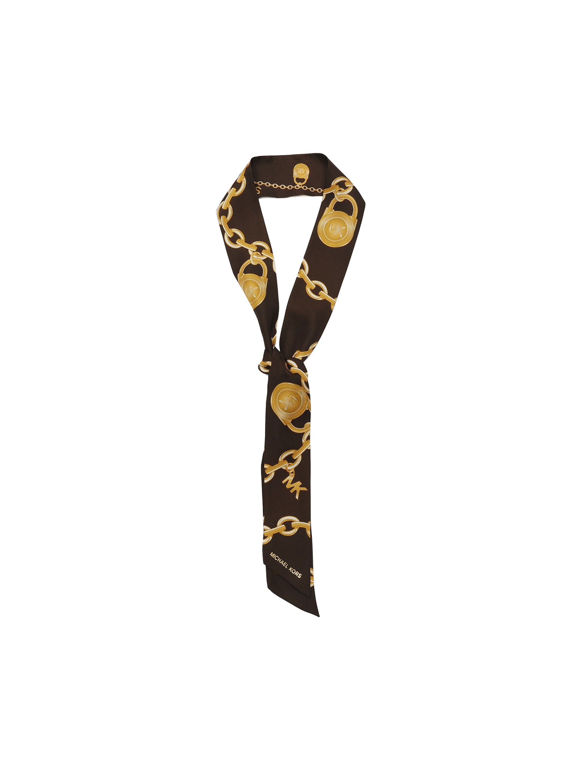 MICHAEL Michael Kors Scarf 'Tossed Chains' mörkbrun / gul halsdukar & sjalar herr