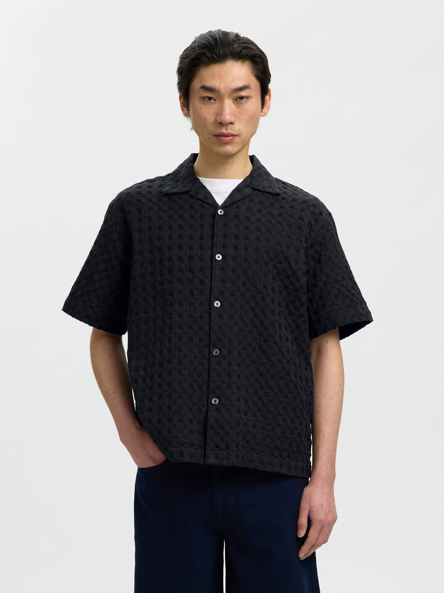 SELECTED Camisa 'SLHMonty'  antracita / negro