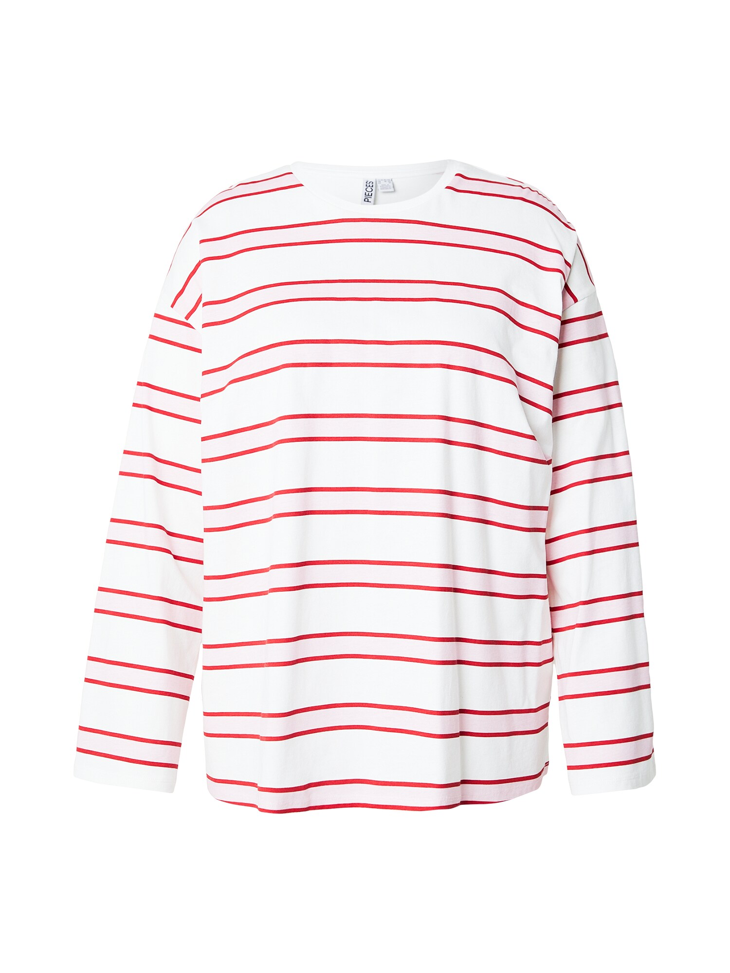 PIECES Curve Tricou 'PCMILA'  roz / roşu închis / alb