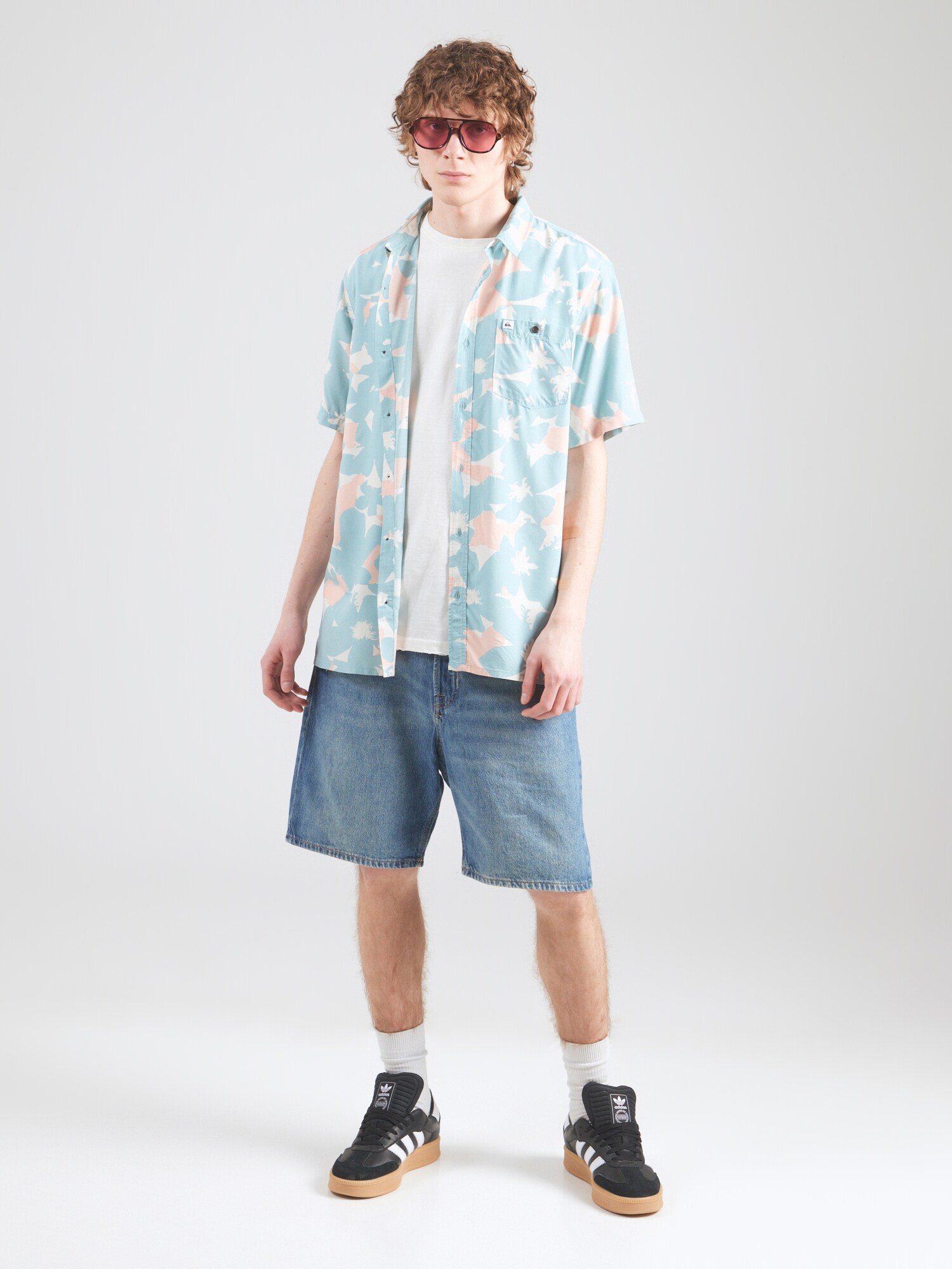 QUIKSILVER Košeľa 'Safe Paradise' vodová / svetloružová / biela (obrázok 4)