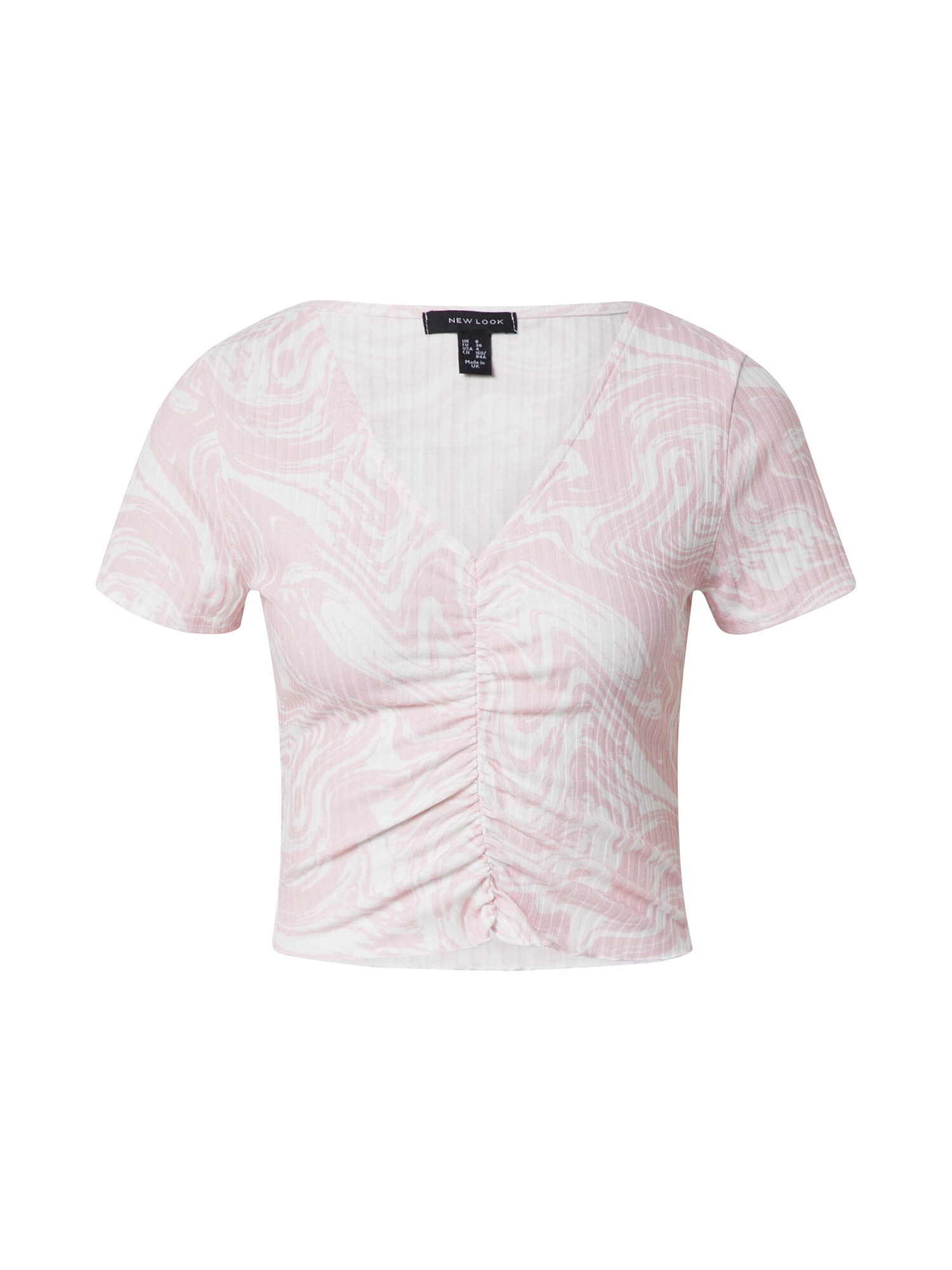 NEW LOOK Tricou MARBLE  roz / alb