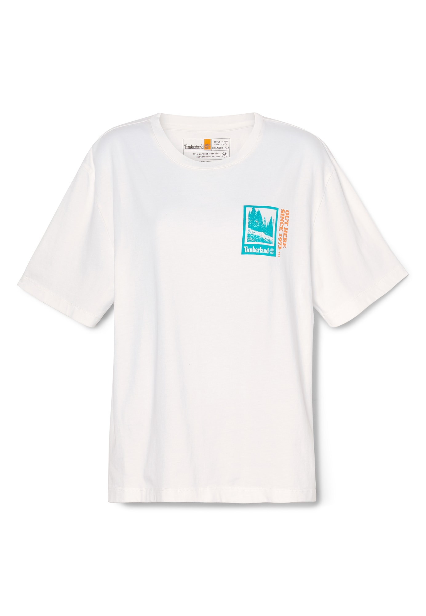 TIMBERLAND Тениска  циан / оранжево / бяло