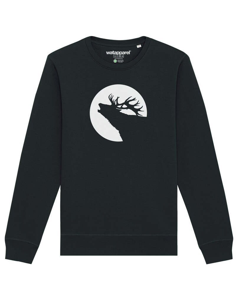 Watapparel Sweatshirt 'Röhrender Hirsch' Herren Größe XXL schwarz / weiß