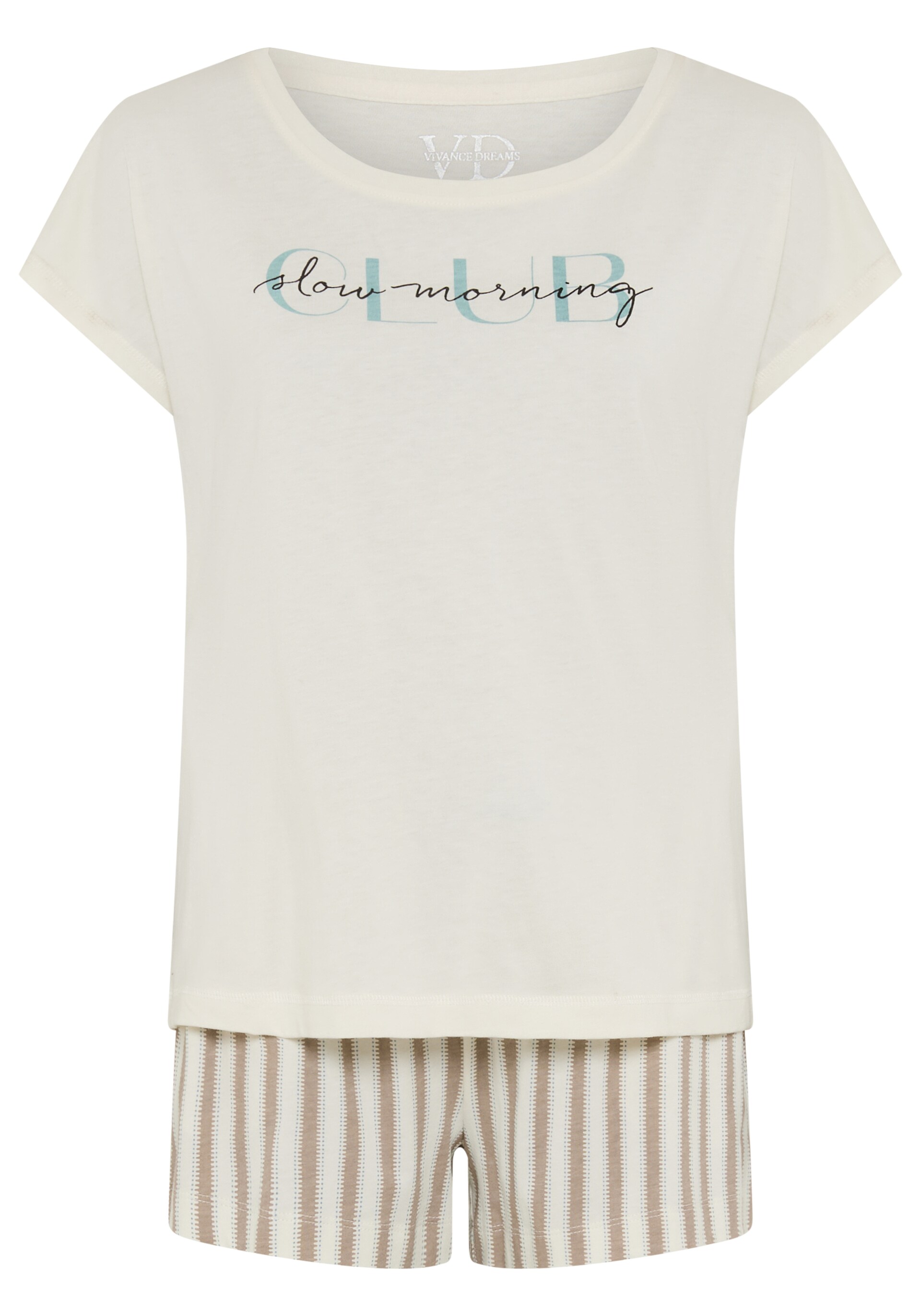 VIVANCE by LASCANA Kort pyjamas camel / ecru / cyanblå dam