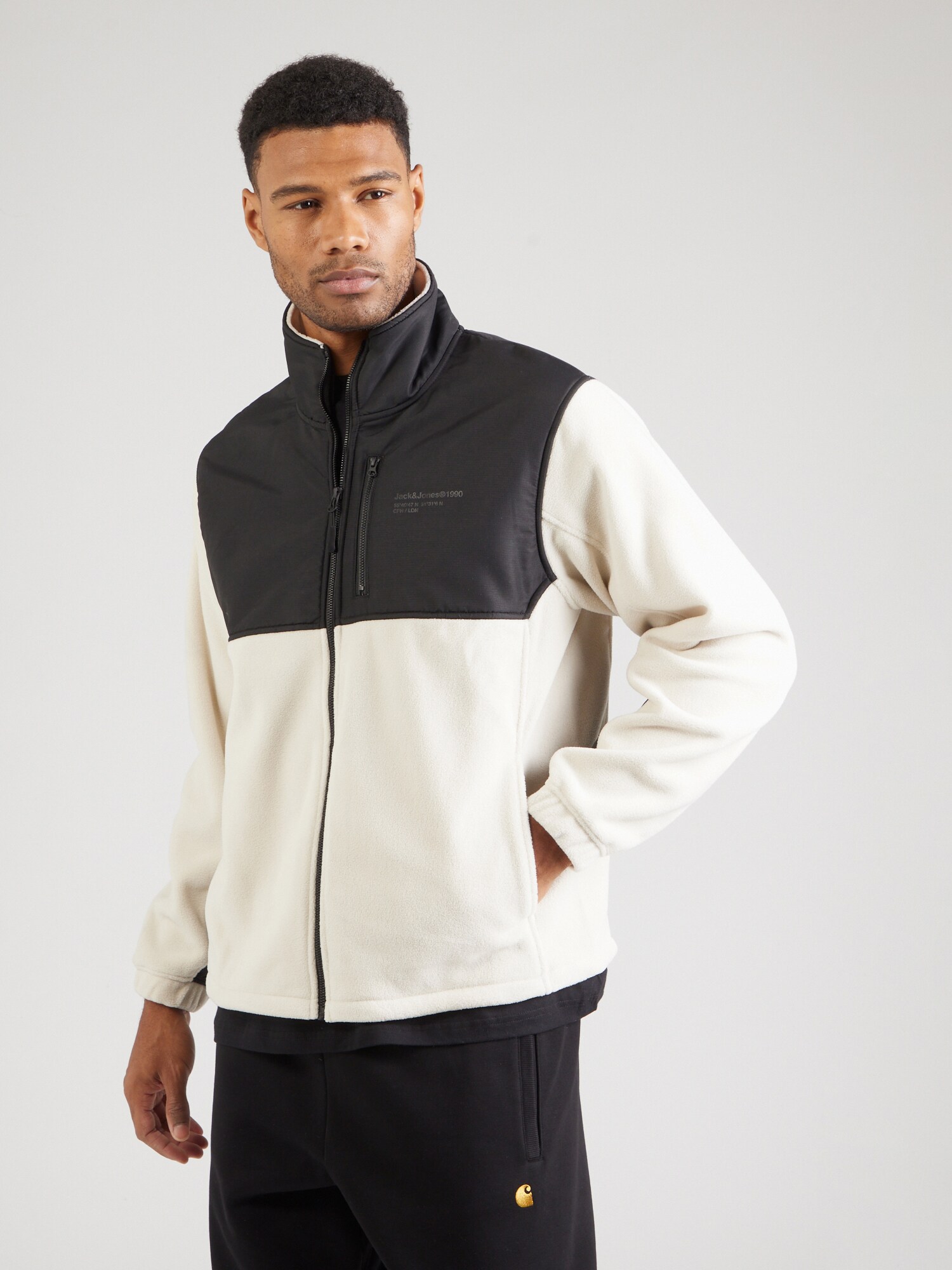 JACK & JONES Polár dzseki 'JCOLIMA'  világos bézs / fekete termék 2. képe