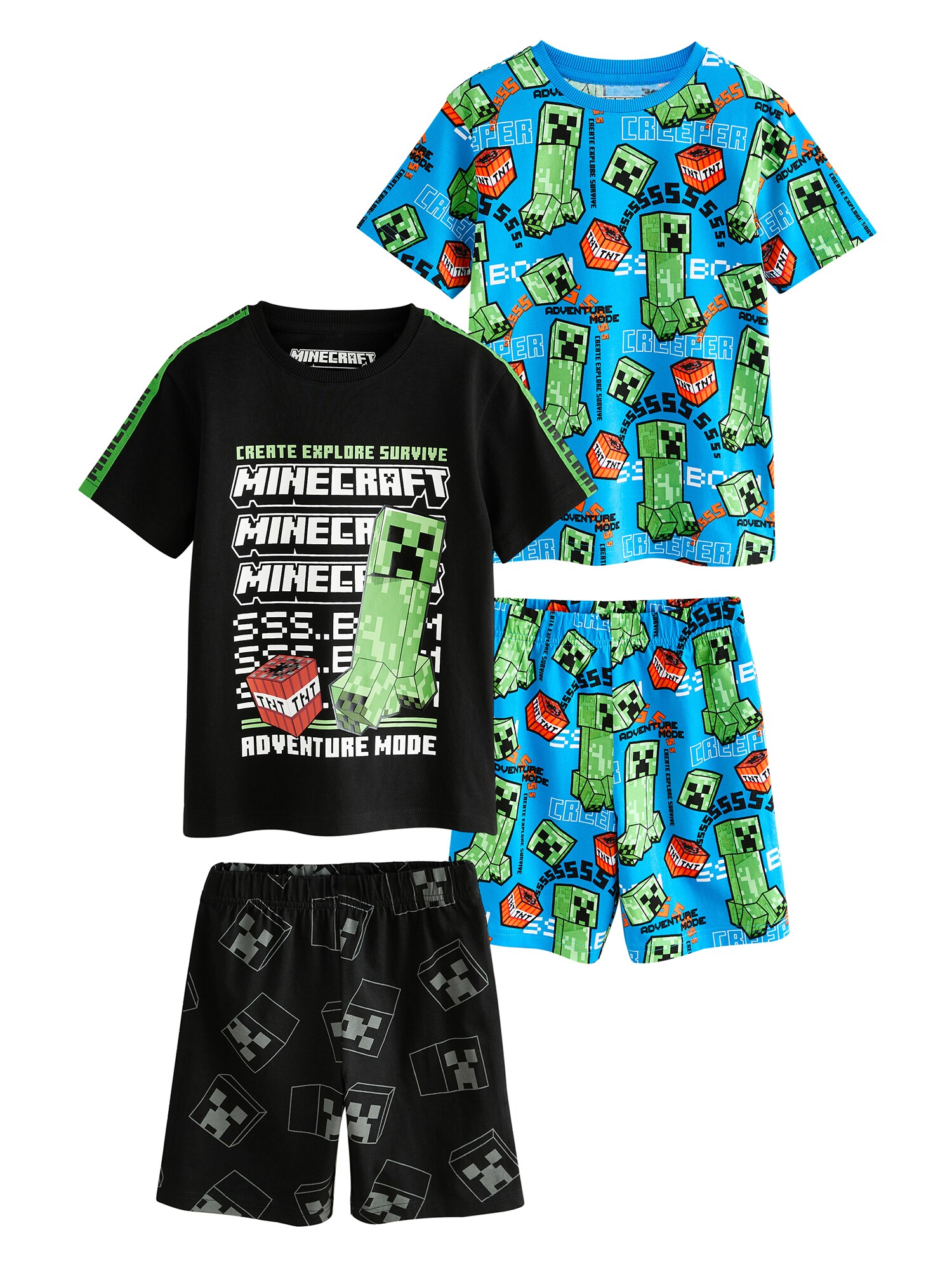 Next Pijamale  azur / verde / negru / alb