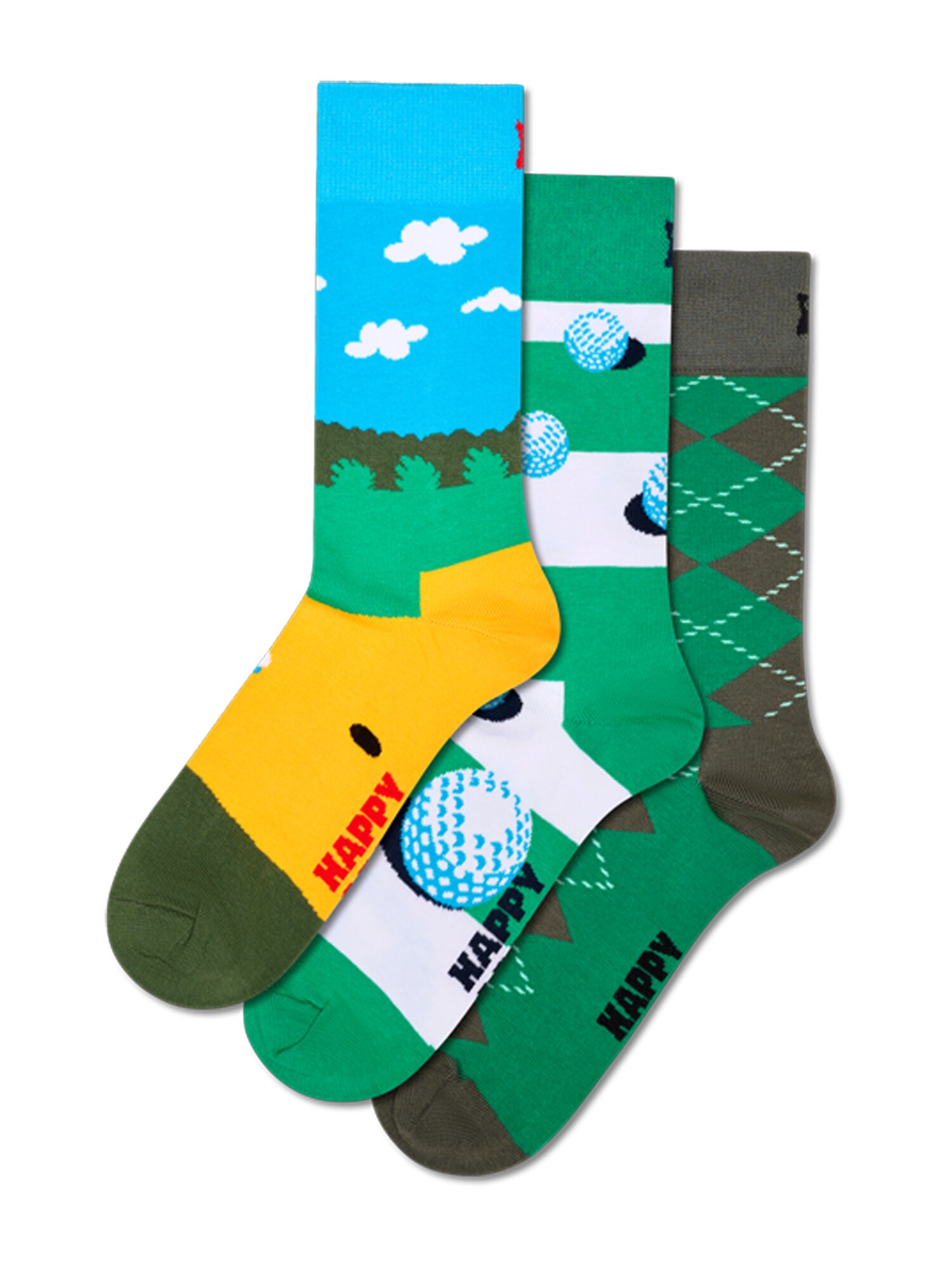 Happy Socks Șosete Golf  albastru deschis / gri închis / verde / alb