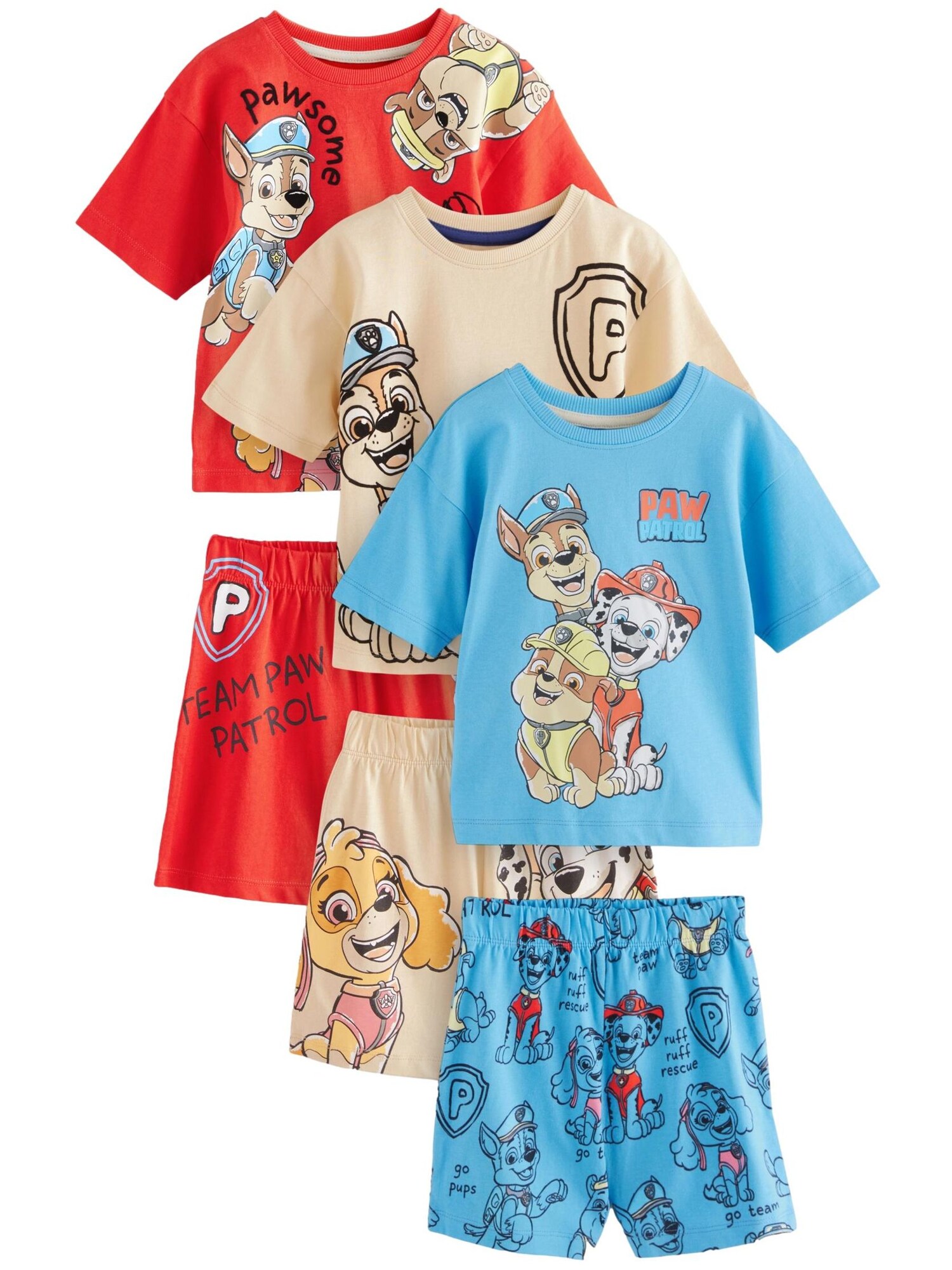 Next Pijamale Paw Patrol  bej / albastru deschis / roșu / alb