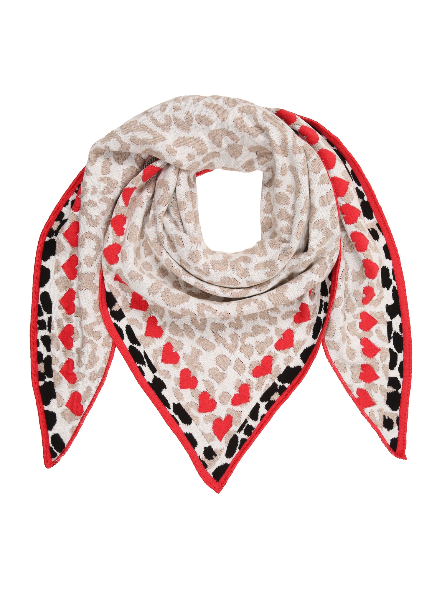 Zwillingsherz Fular  maro cămilă / ecru / roșu / negru