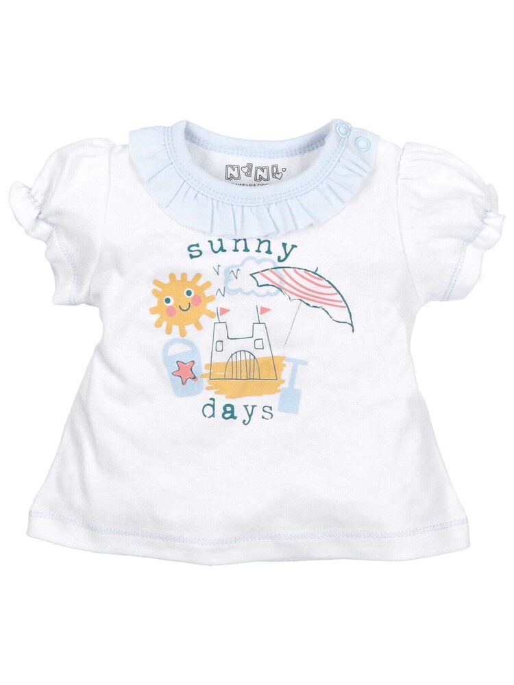 NINI T-Shirt 'Beach' Größe 62 himmelblau / dunkelorange / rot / weiß