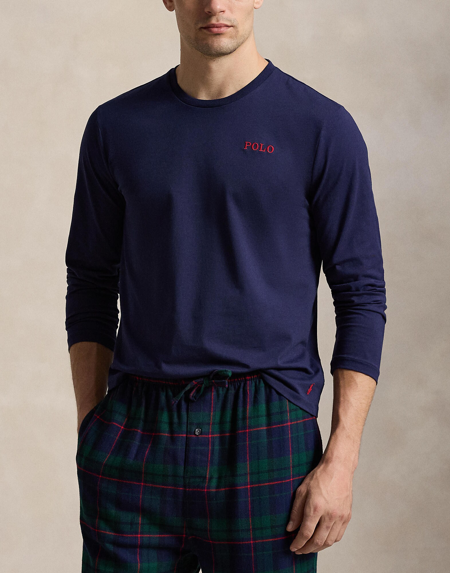 Polo Ralph Lauren Pijama largo  navy / verde oscuro / granadina – imagen 4