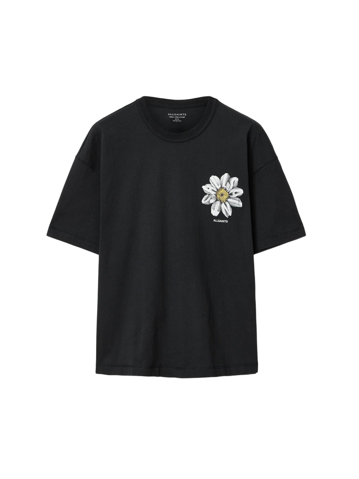 AllSaints Tricou 'PETALS'  galben / gri deschis / negru / alb murdar