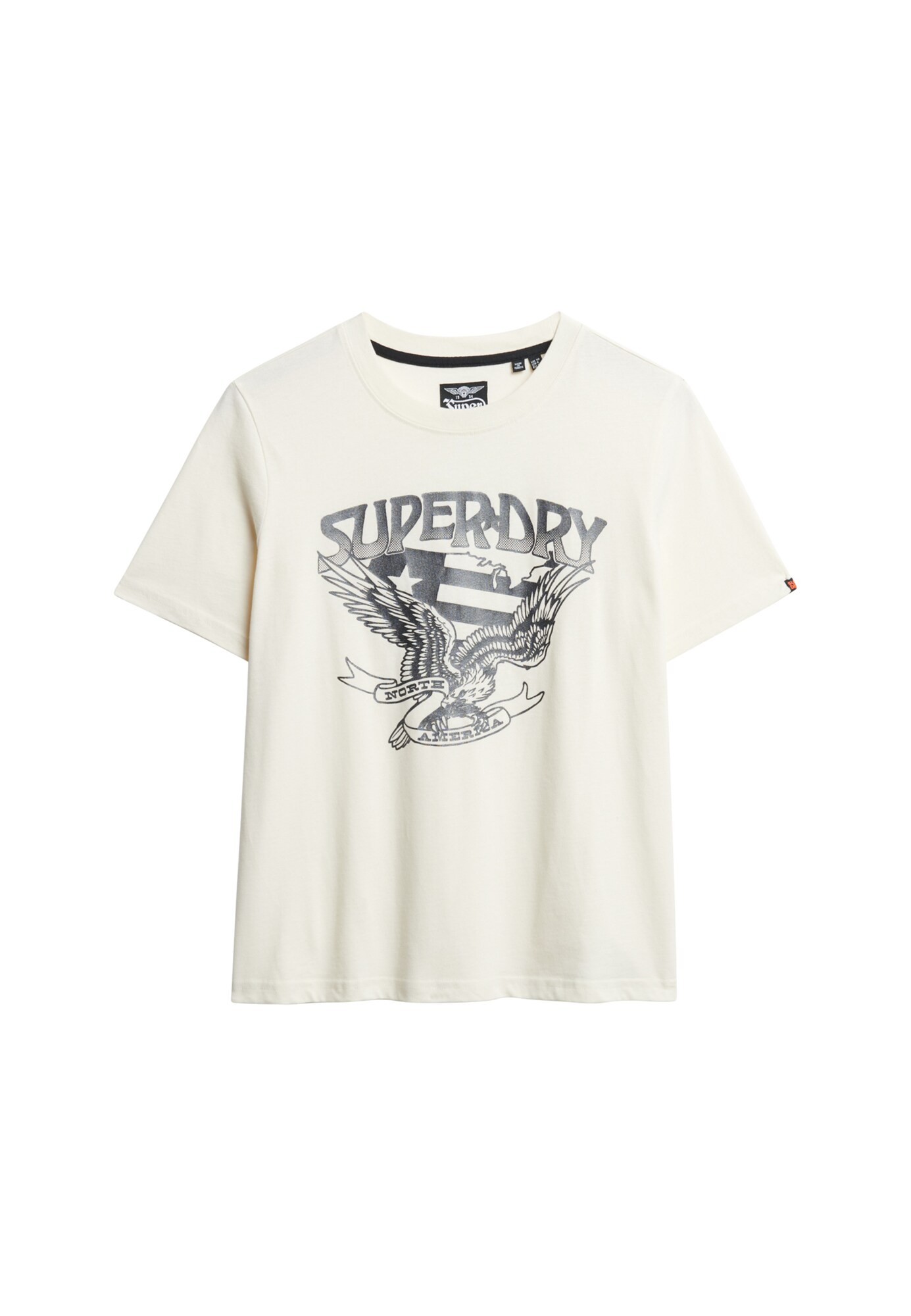 Superdry Tricou American Eagle  crem / gri închis