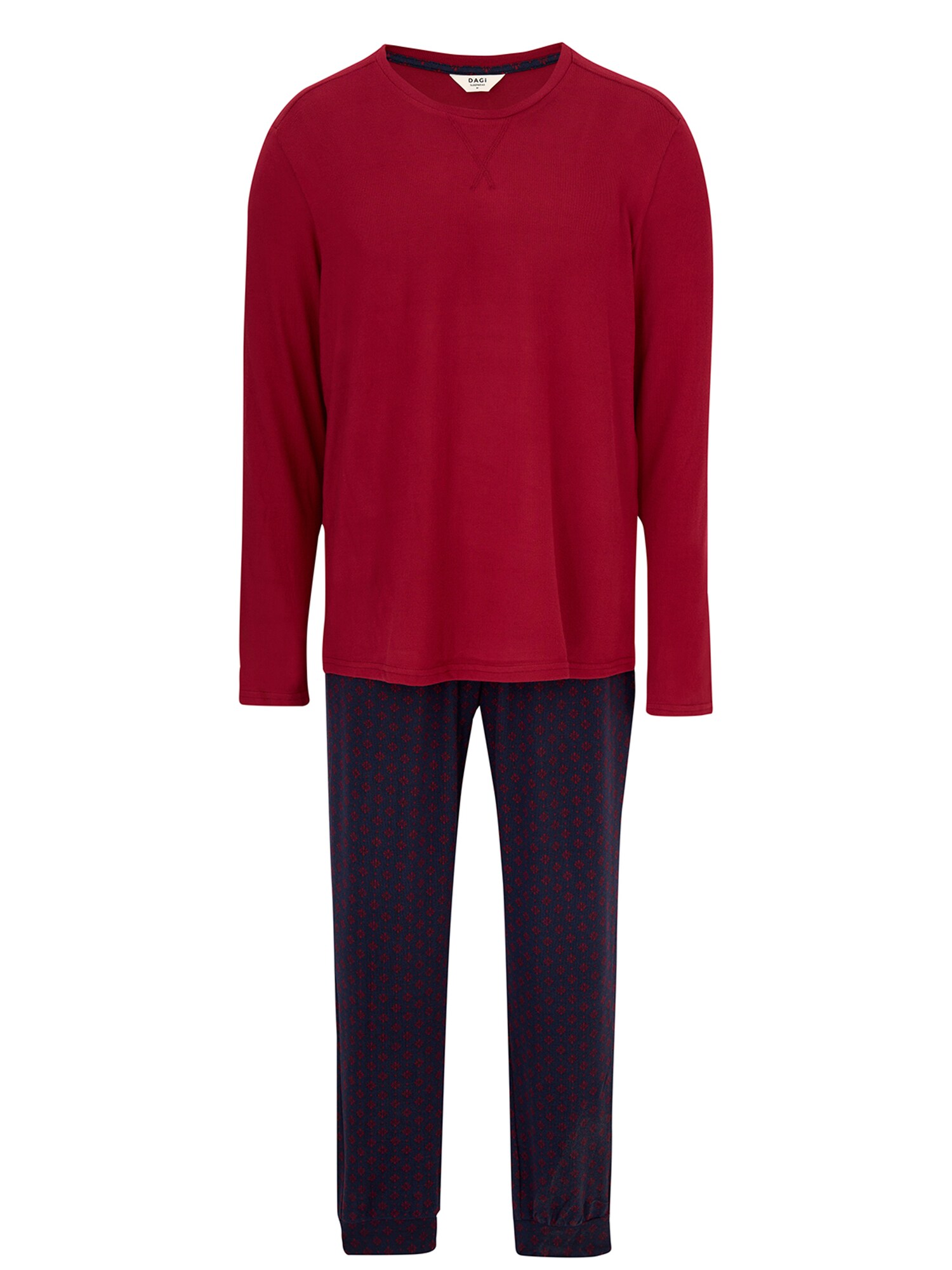 Dagi Pijama lungă  bleumarin / roșu