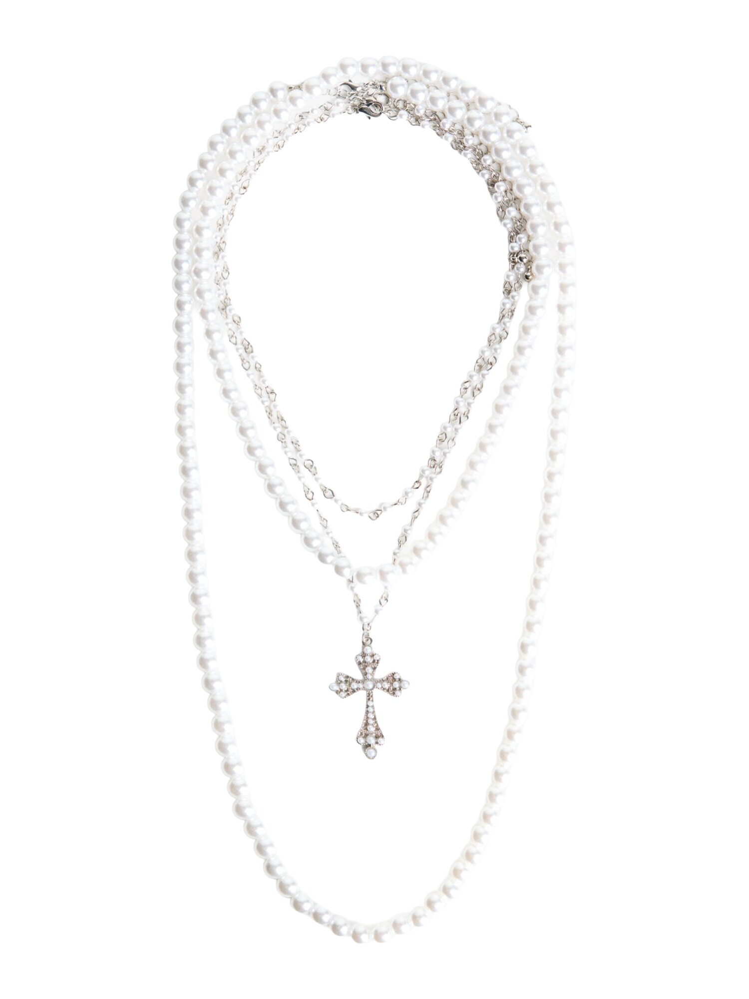 Bershka Lanțuri  argintiu / alb