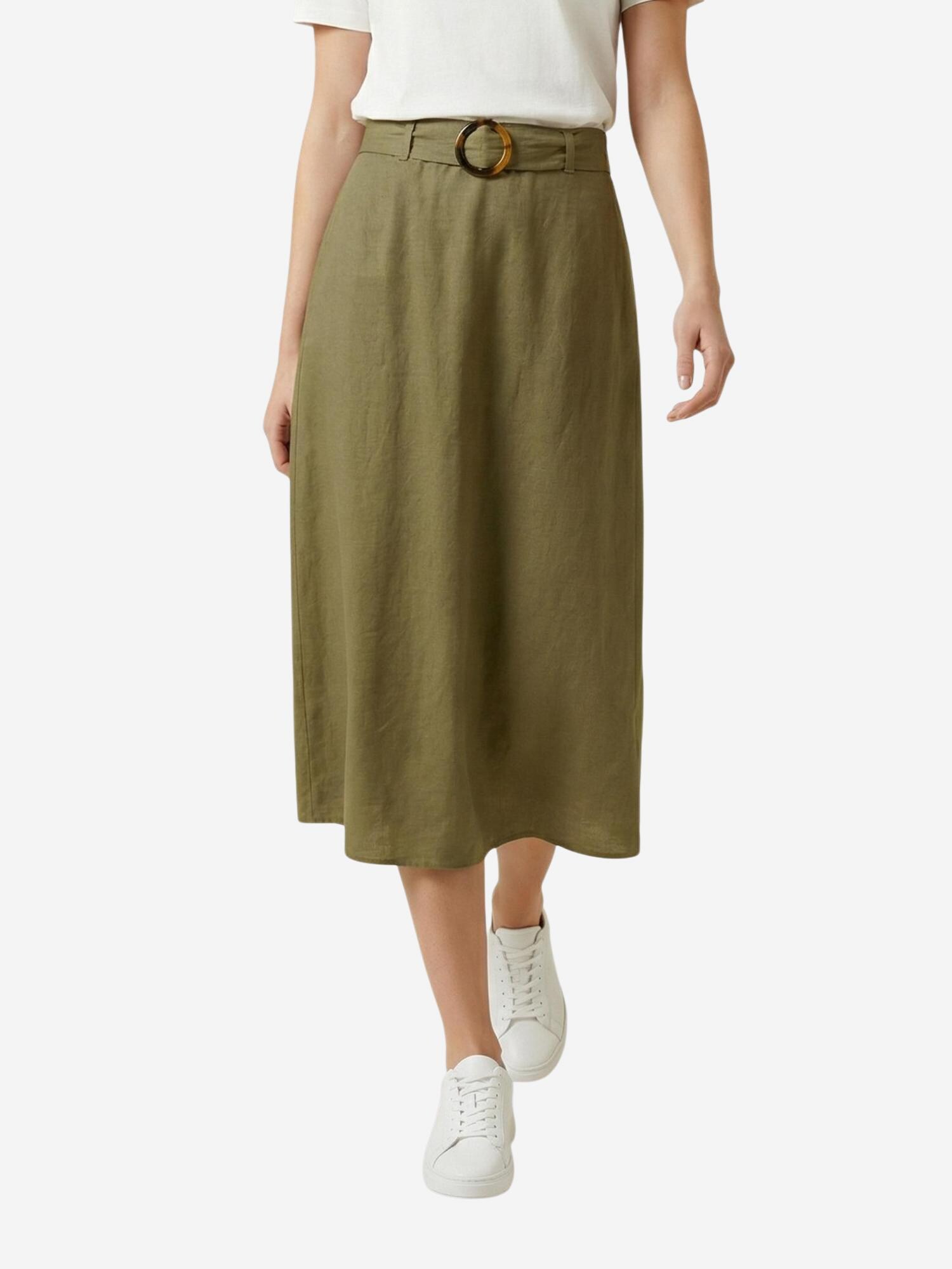 JDY Sukňa 'Jdymilan Linen Hw Belted Skirt Wvn Dia 15366394'  olivová