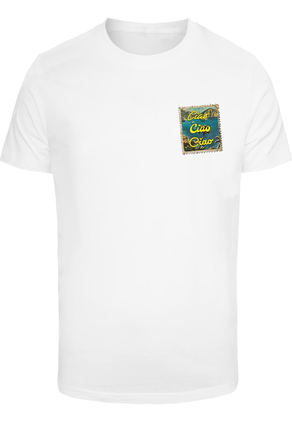 T-shirt 'La Vita E Breve' blå / gul / grön