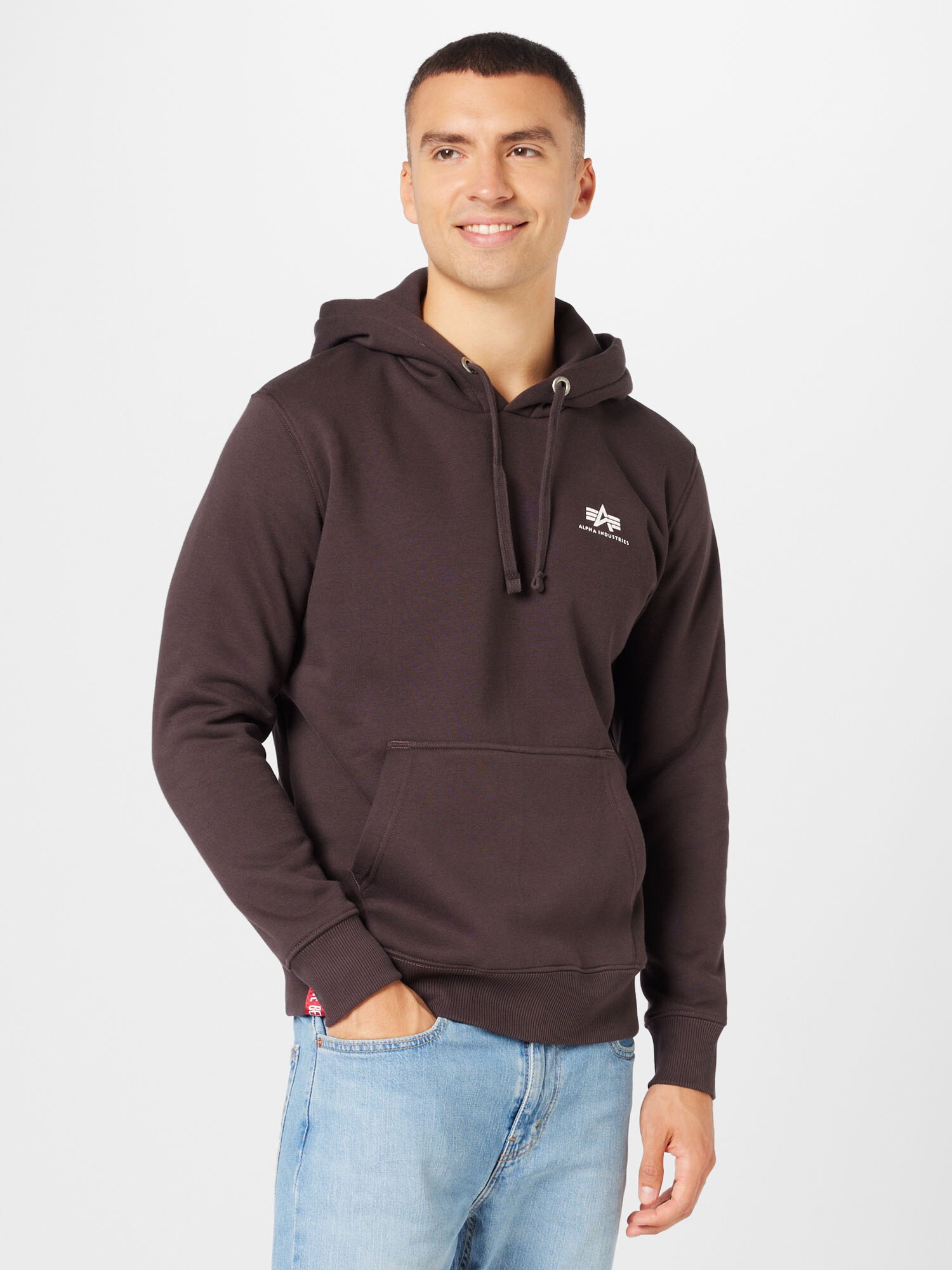 ALPHA INDUSTRIES Tréning póló  sötét barna / fehér termék 2. képe