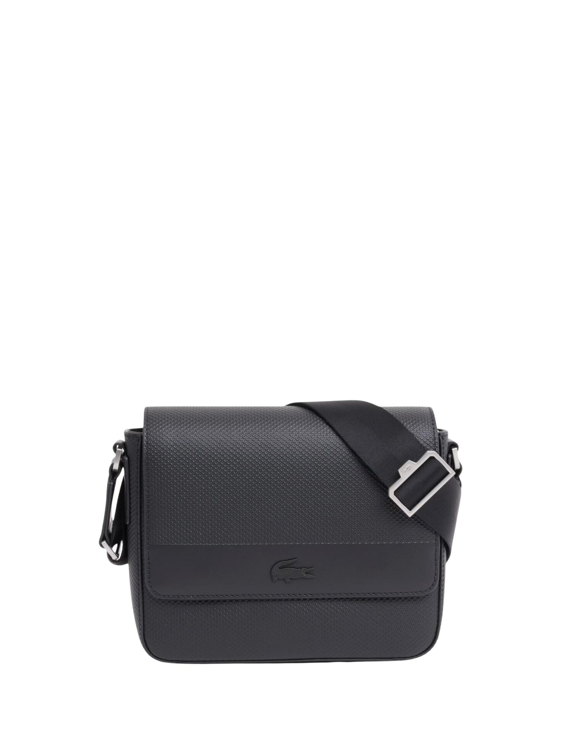 LACOSTE Axelremsväska 'Lacoste Sacoches messenger Chantaco cuir Noir' herr