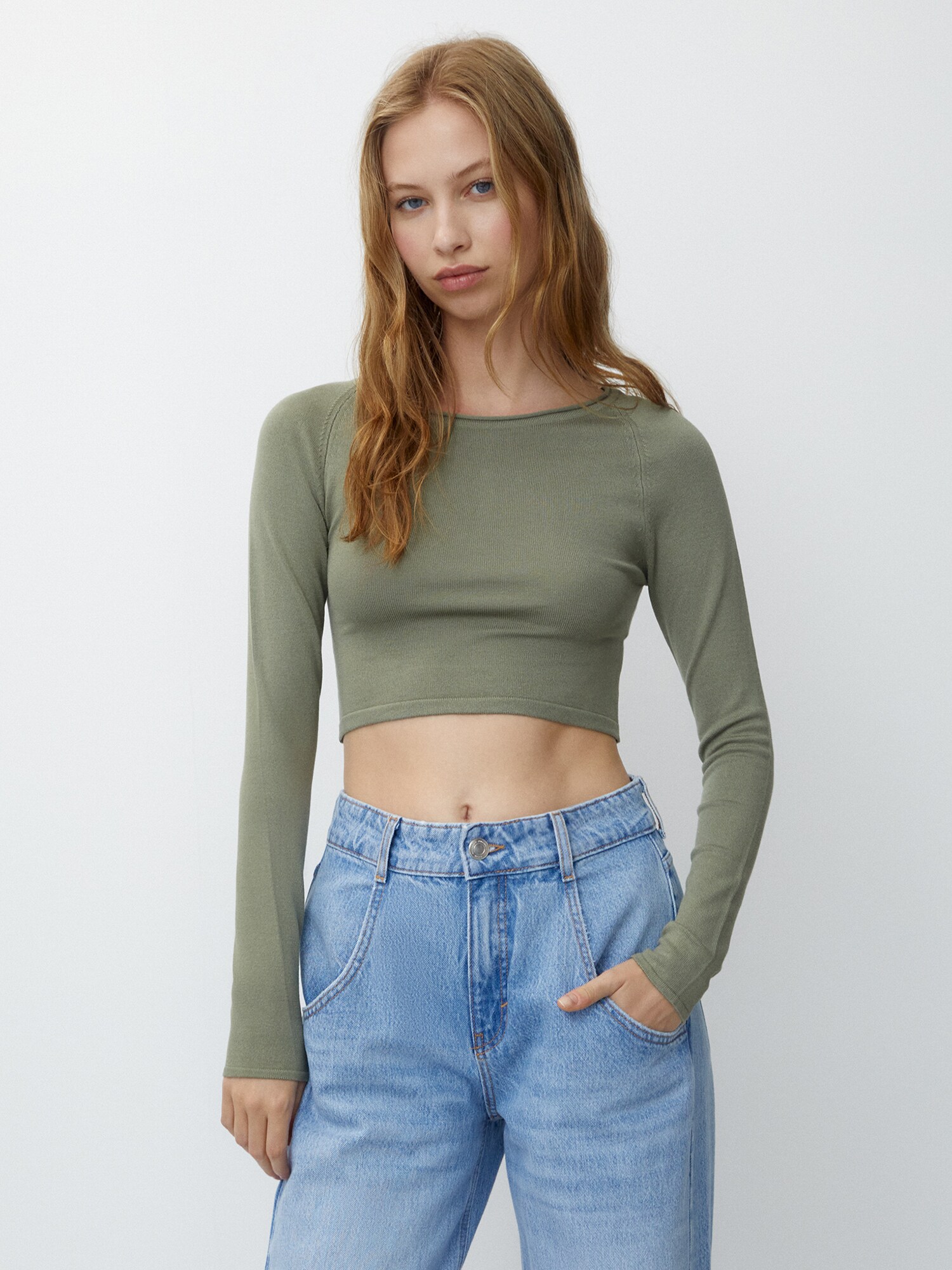 Pull&Bear Pulóver  zöld termék 2. képe
