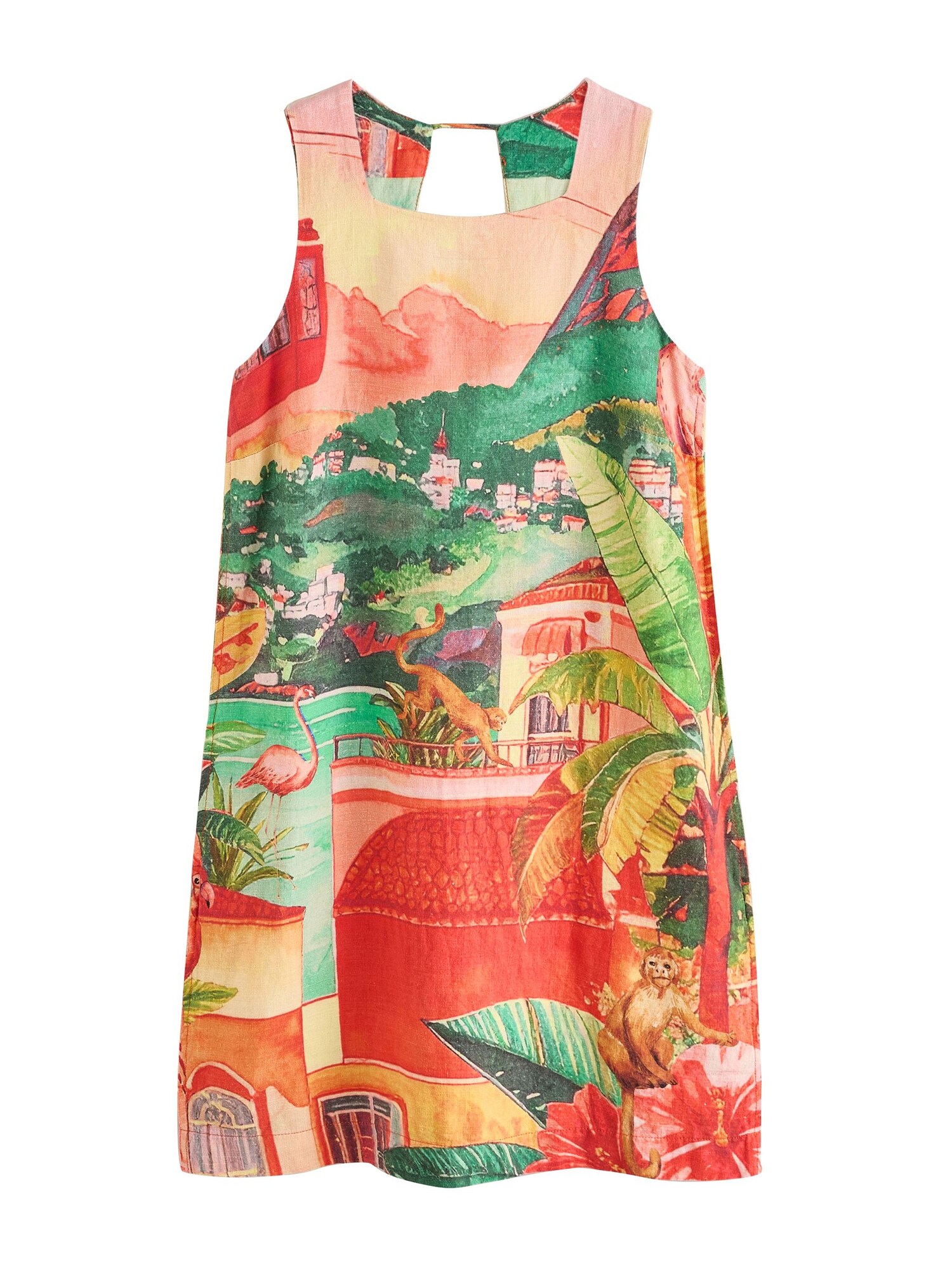 Next Rochie de vară  maro deschis / verde / portocaliu caisă / roșu
