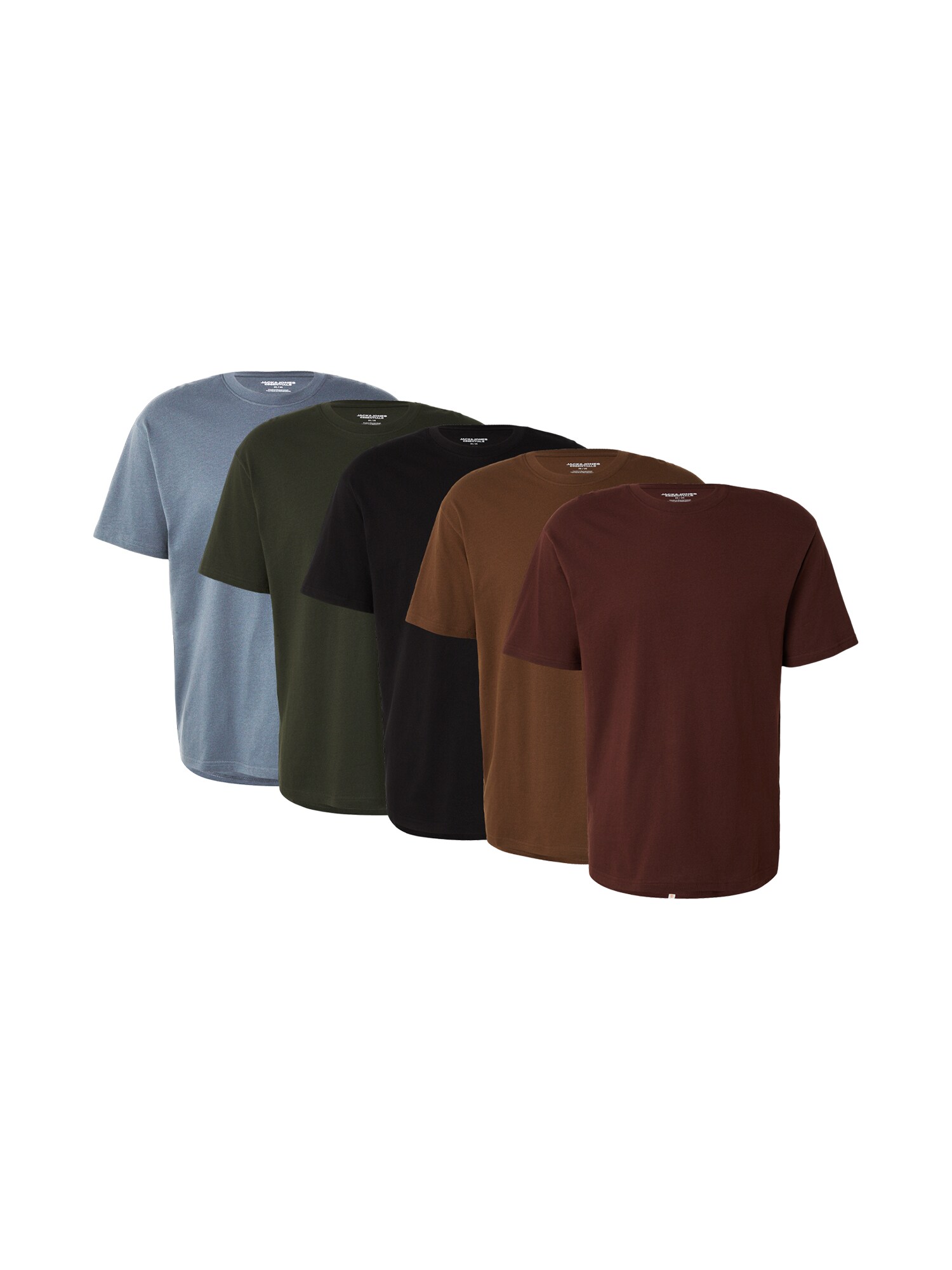 JACK & JONES Tričko 'JJEORGANIC'  hnedá / sivá / sivá melírovaná / tmavozelená / čierna