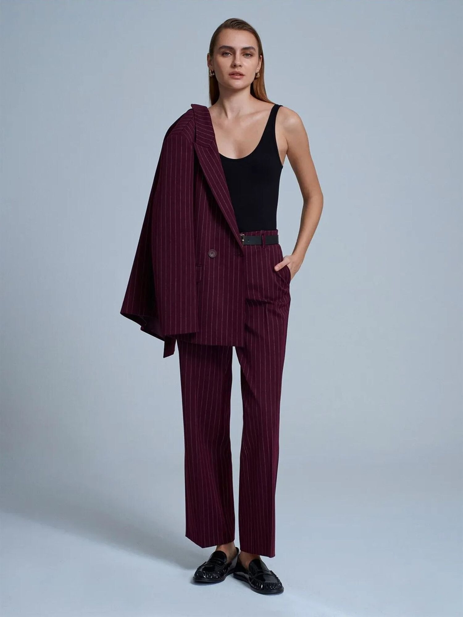 Dilvin Pantaloni grigio / borgogna