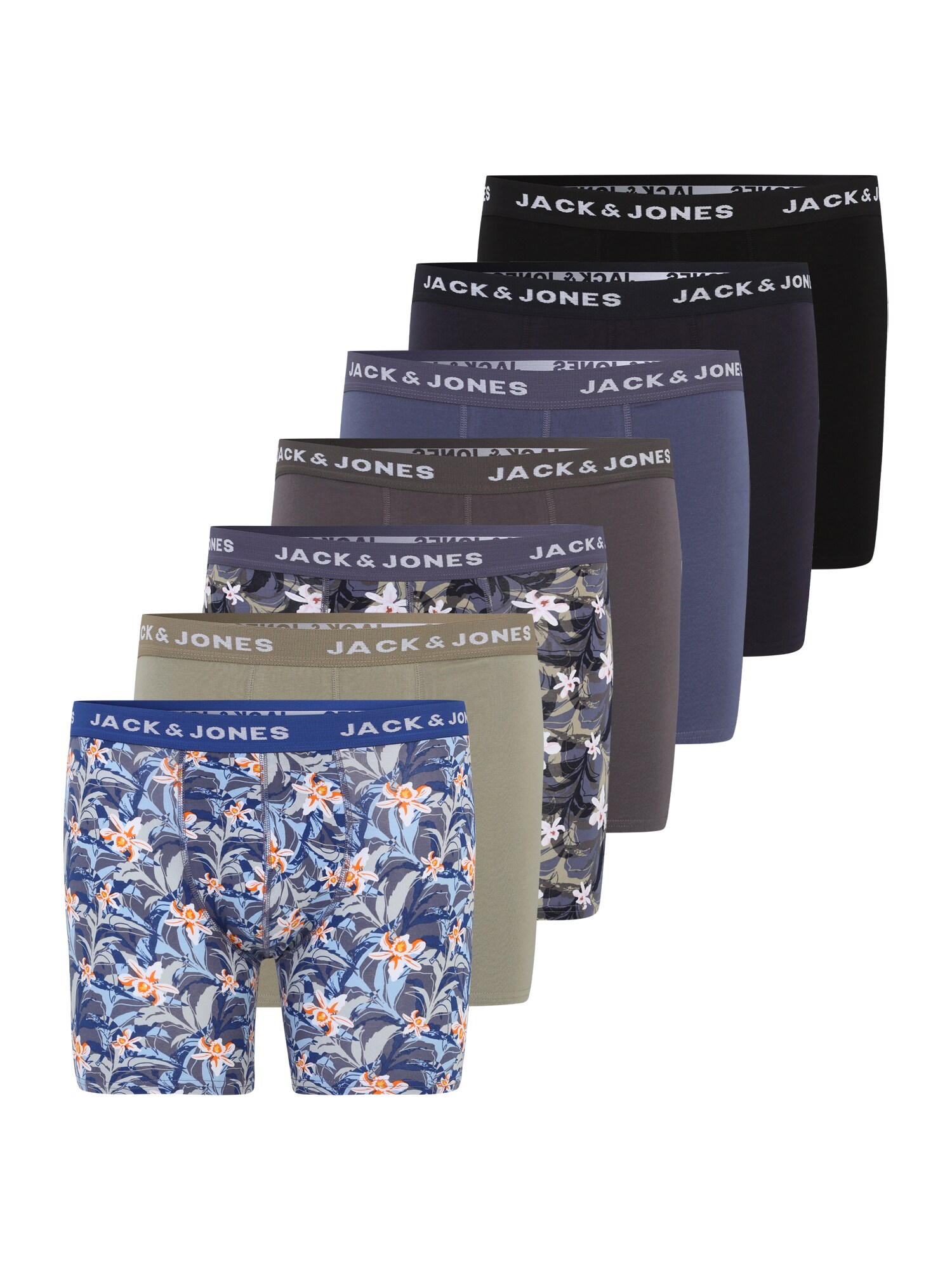 Jack & Jones Plus Boxerky  modrá / čadičová / kaki / čierna