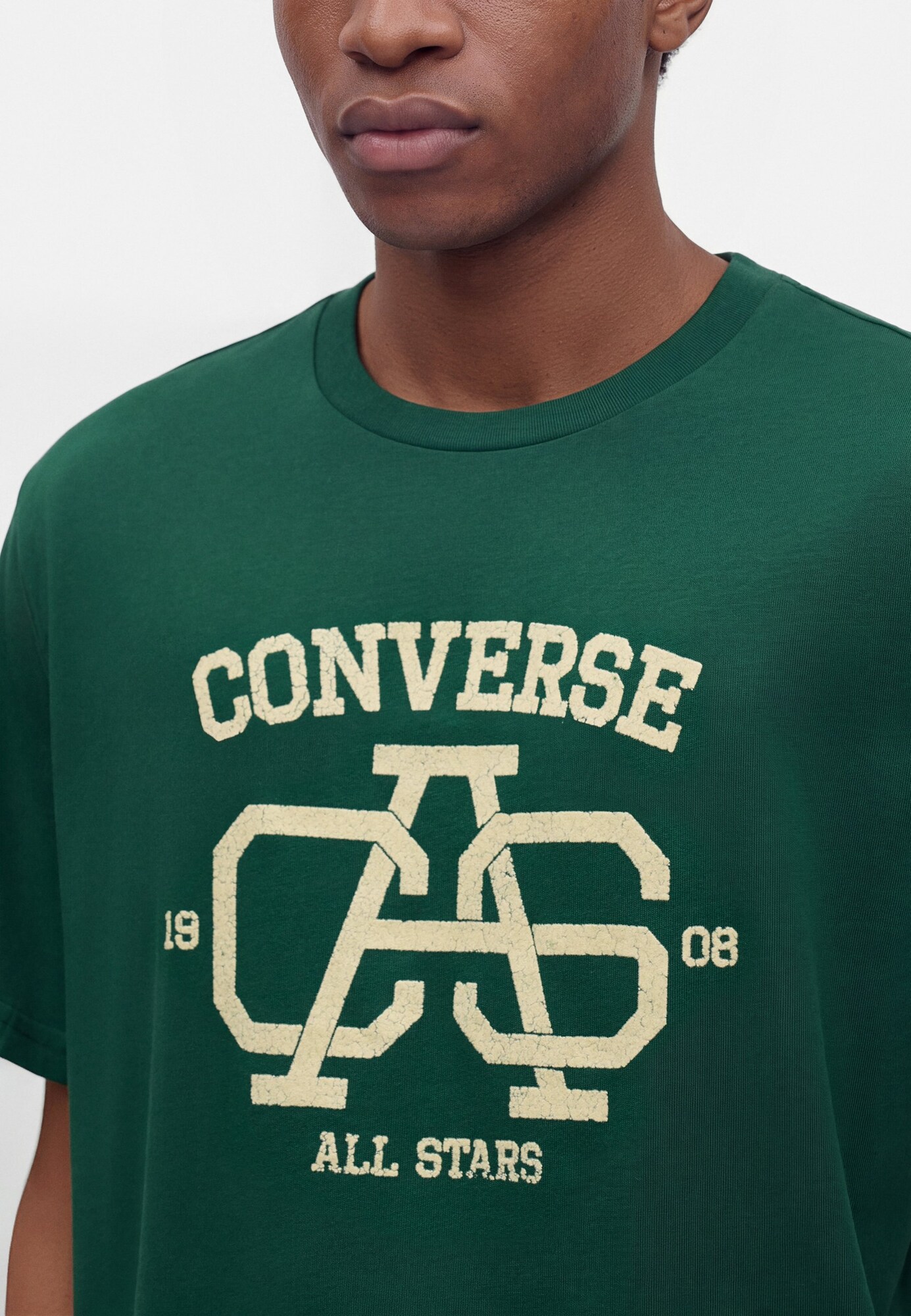 CONVERSE Camiseta 'CAS VARSITY'  beige / verde – imagen 3