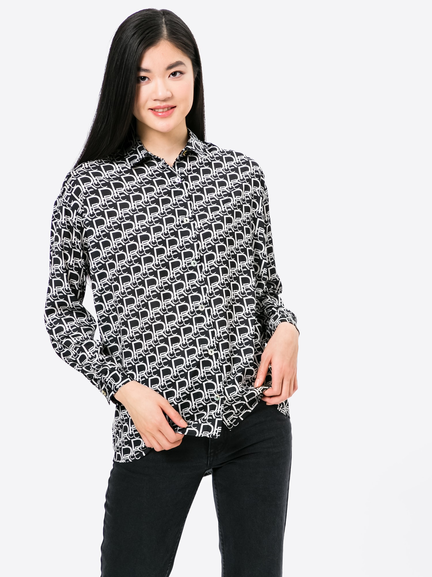 RECC Blúz 'LIZZO'  fekete / fehér termék 2. képe