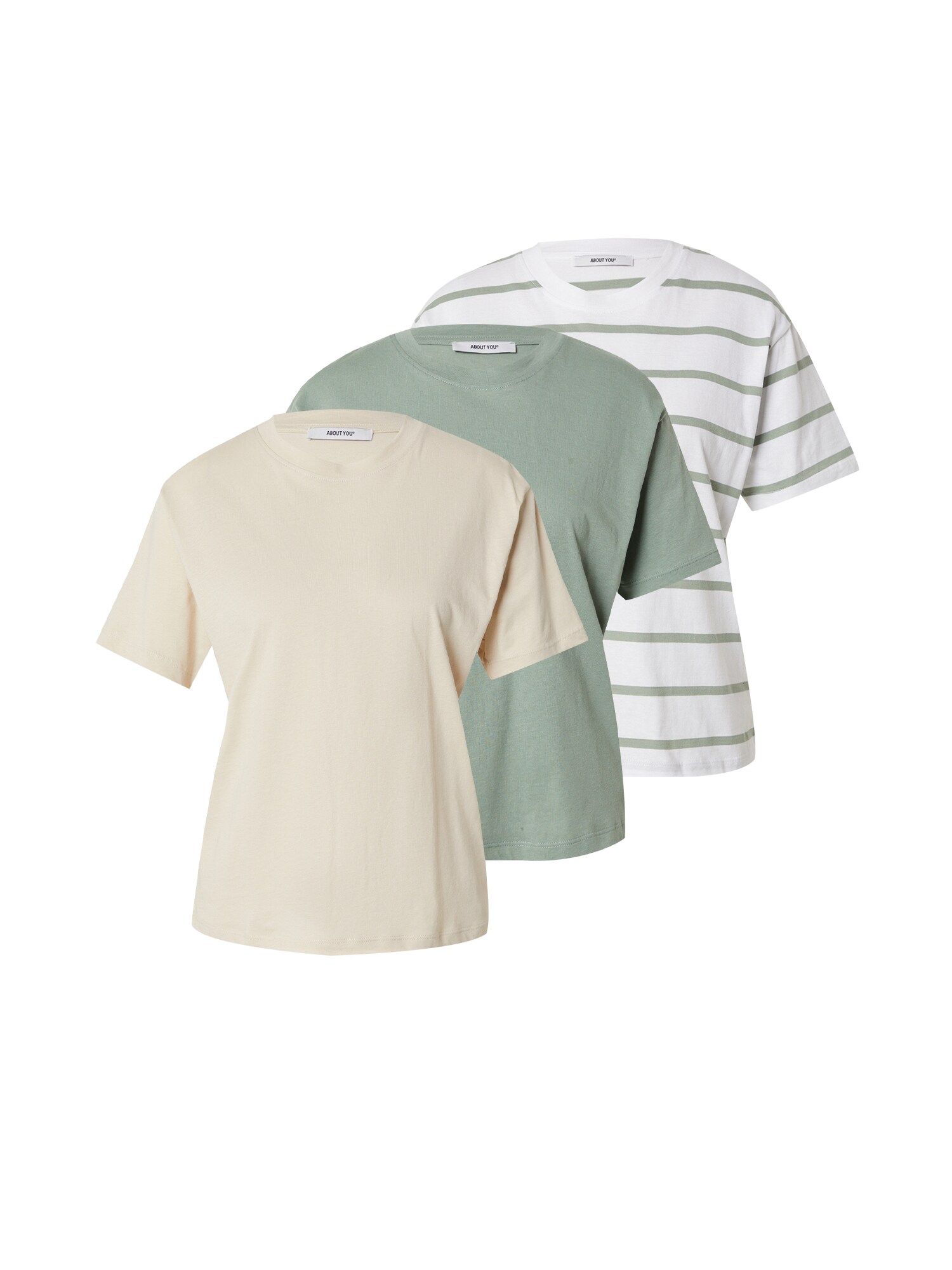 ABOUT YOU Tricou Astrid  bej / verde deschis / alb natural
