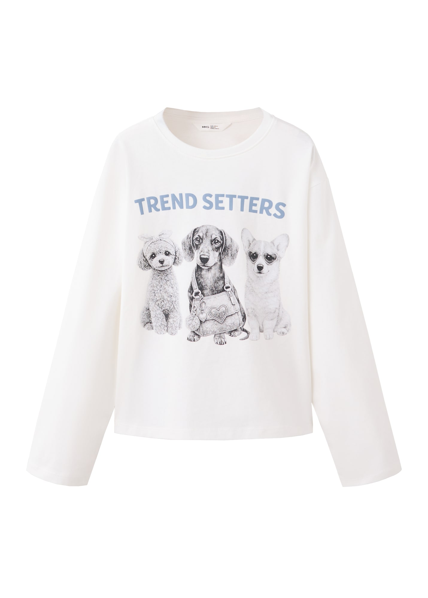 MANGO KIDS Tricou TREND albastru porumbel / negru / alb