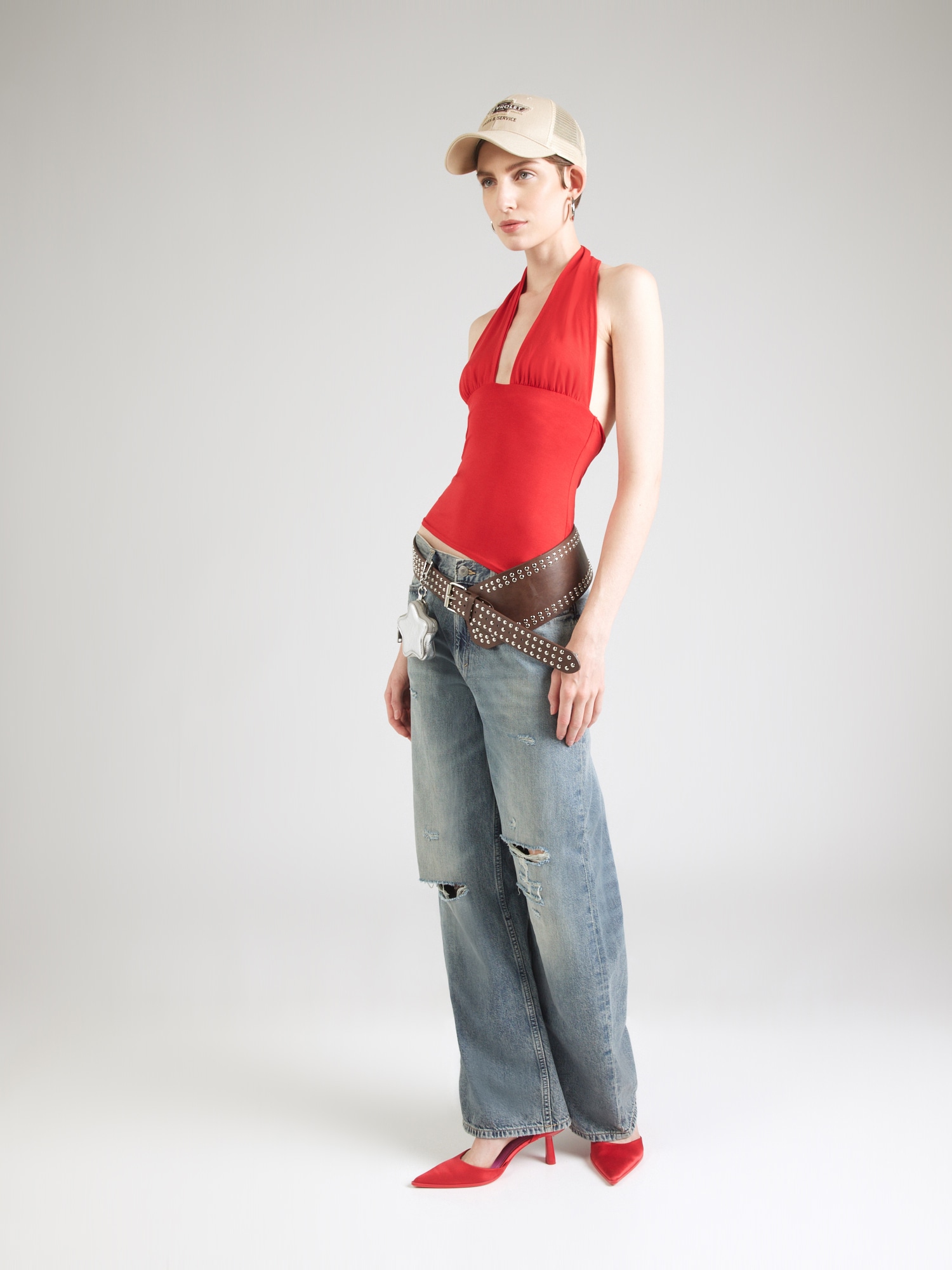 WEEKDAY Top 'Aline' piros termék 2. képe