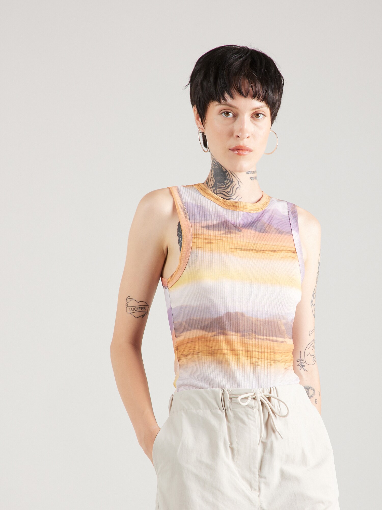 TOPSHOP Top  grafit / orgona / pasztellila / narancs termék 2. képe