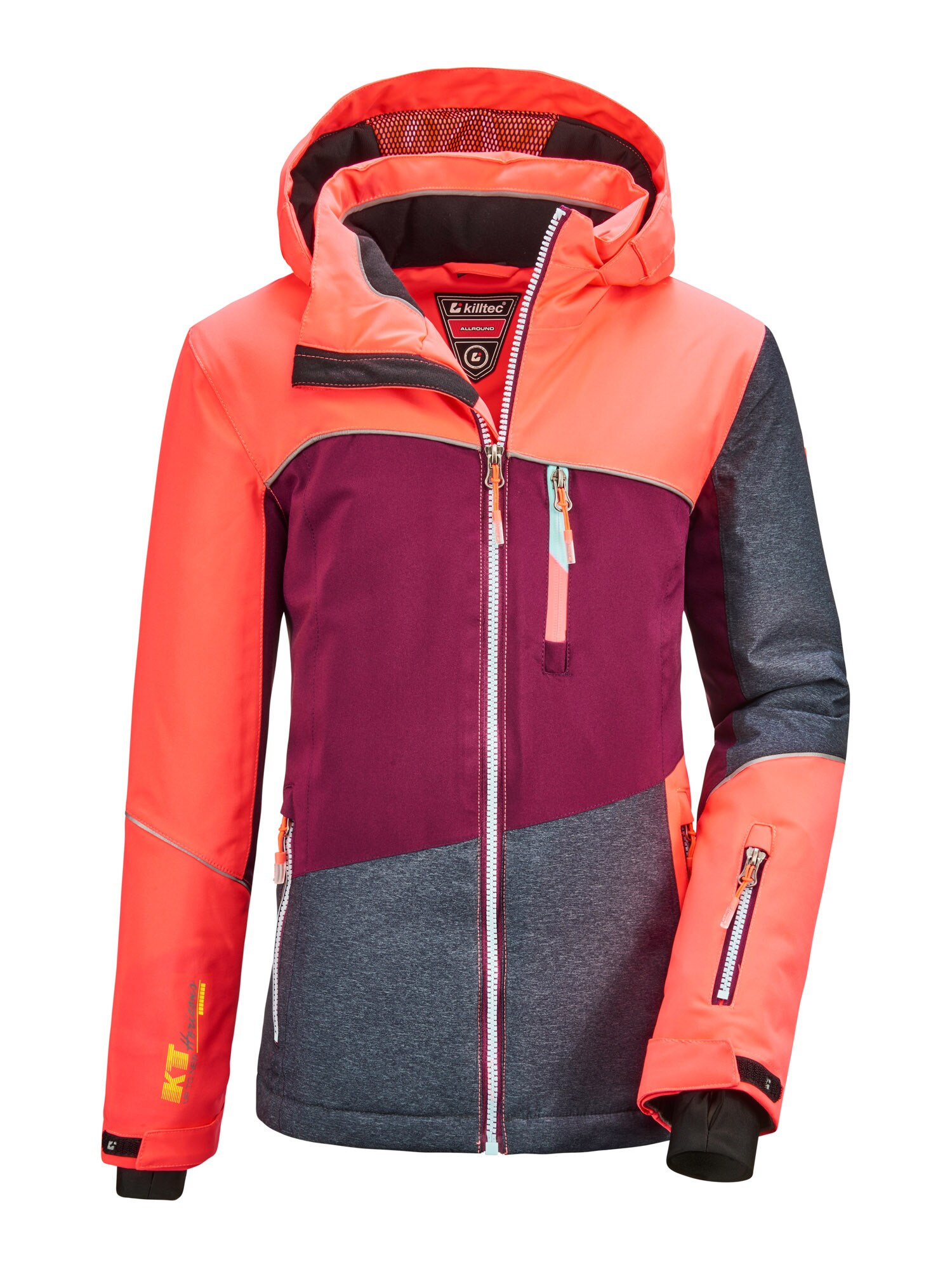 KILLTEC Sportinė striukė 'Glenshee'  tamsiai pilka / raudonai violetinė / koralų splava