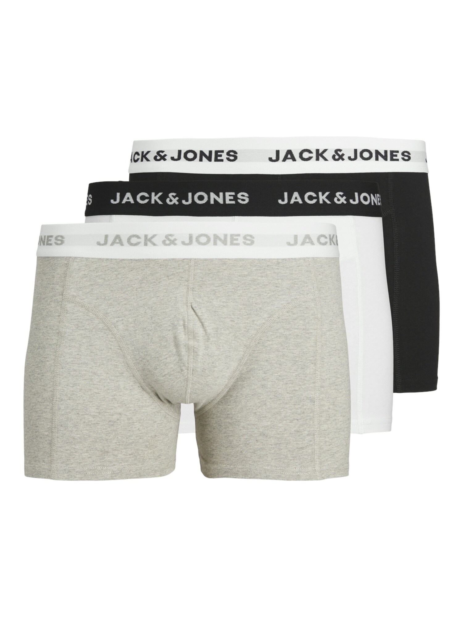 JACK & JONES Boxerky  sivobéžová / čierna / biela